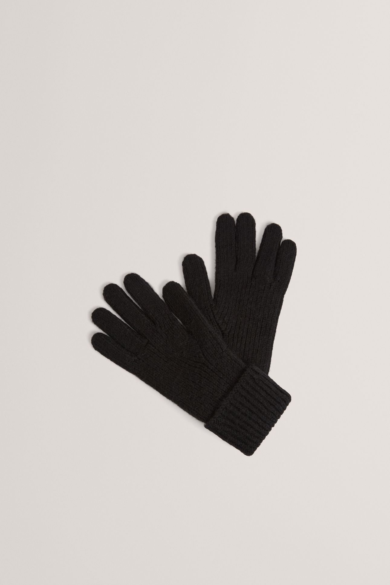 KNITTED RIBBED GLOVES BLACK 2