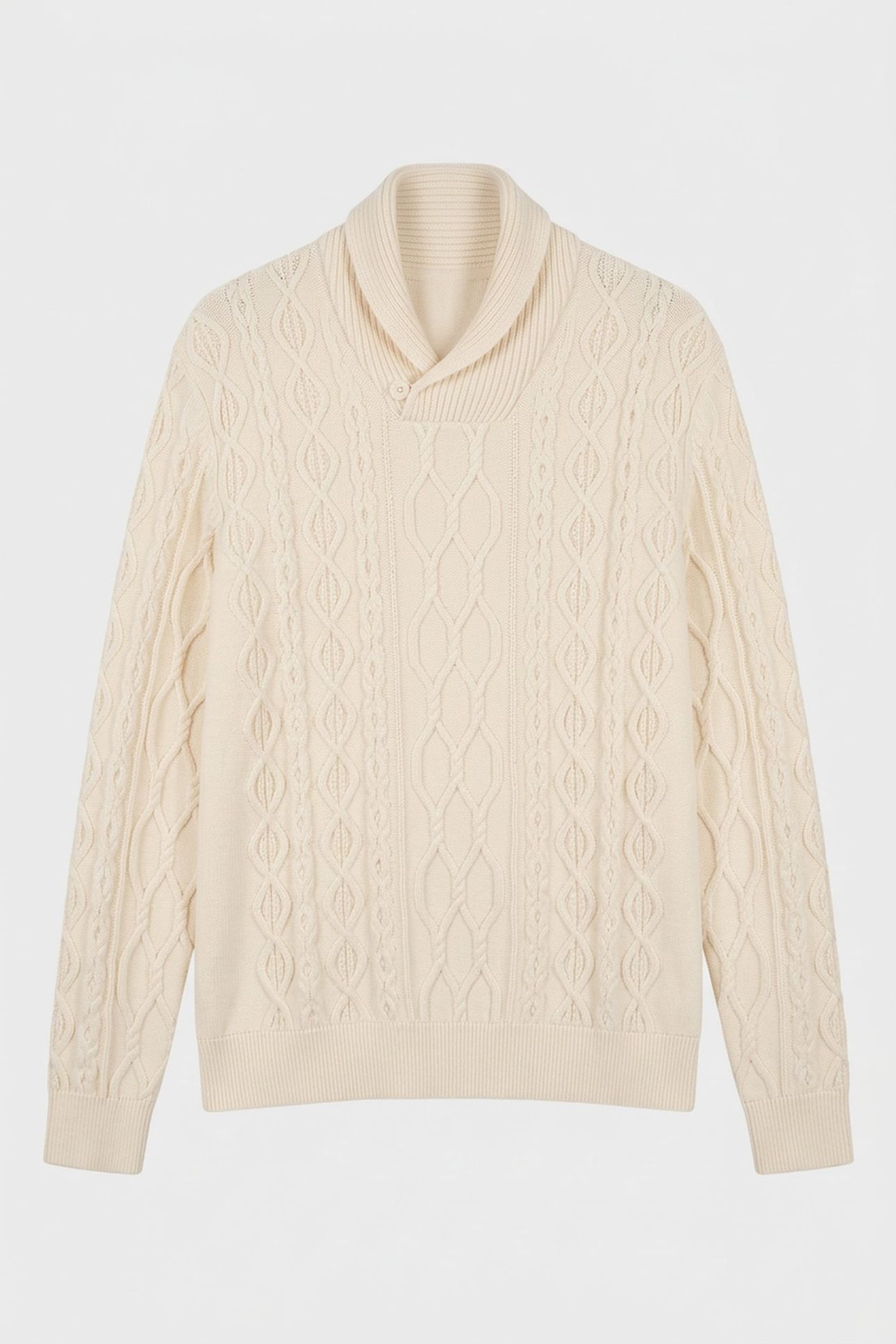 CABLE SHAWL COLLAR CREAM 3
