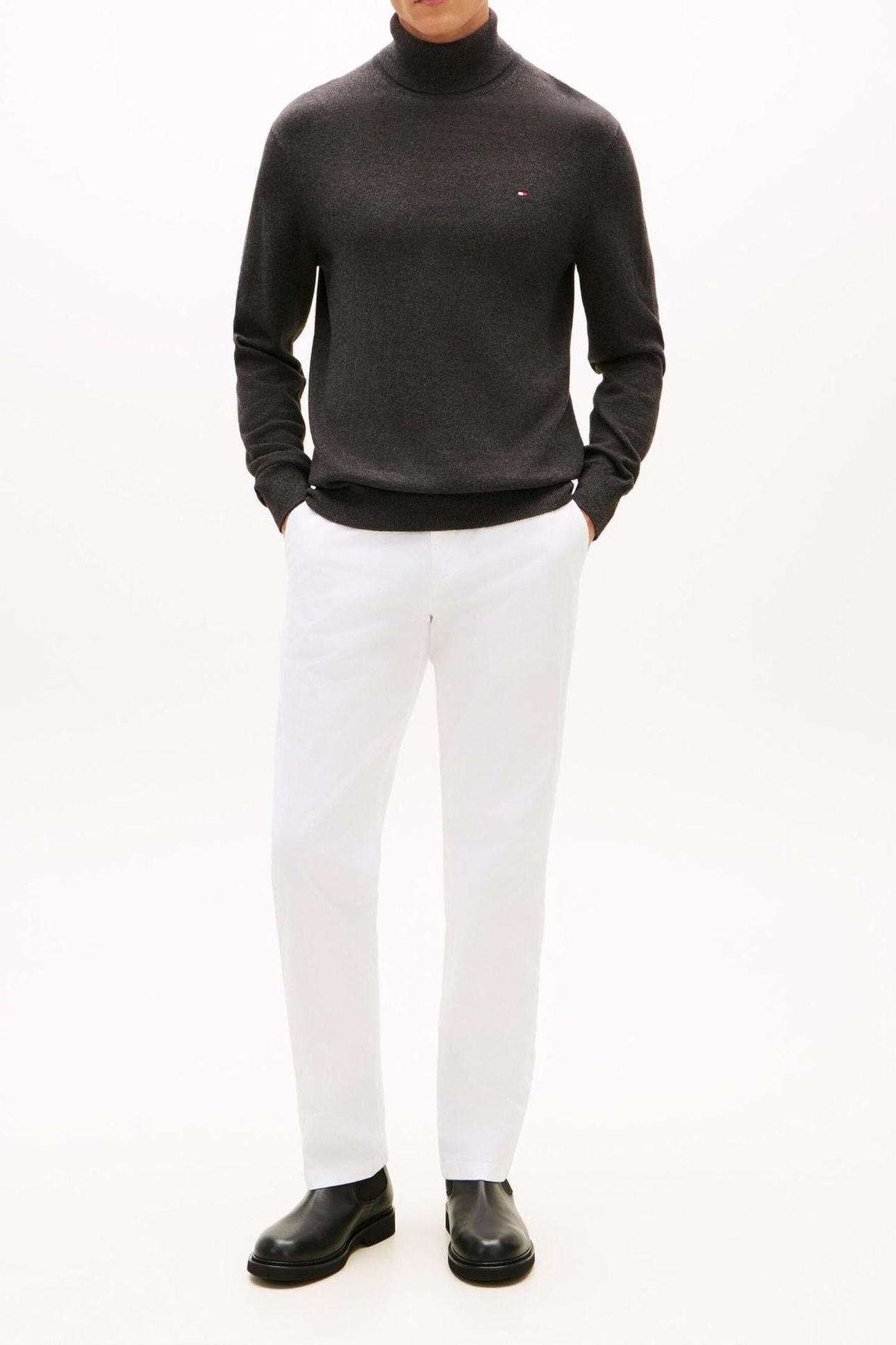 PIMA COTTON CASHMERE SWEATER DARK GREY HEATHER 9