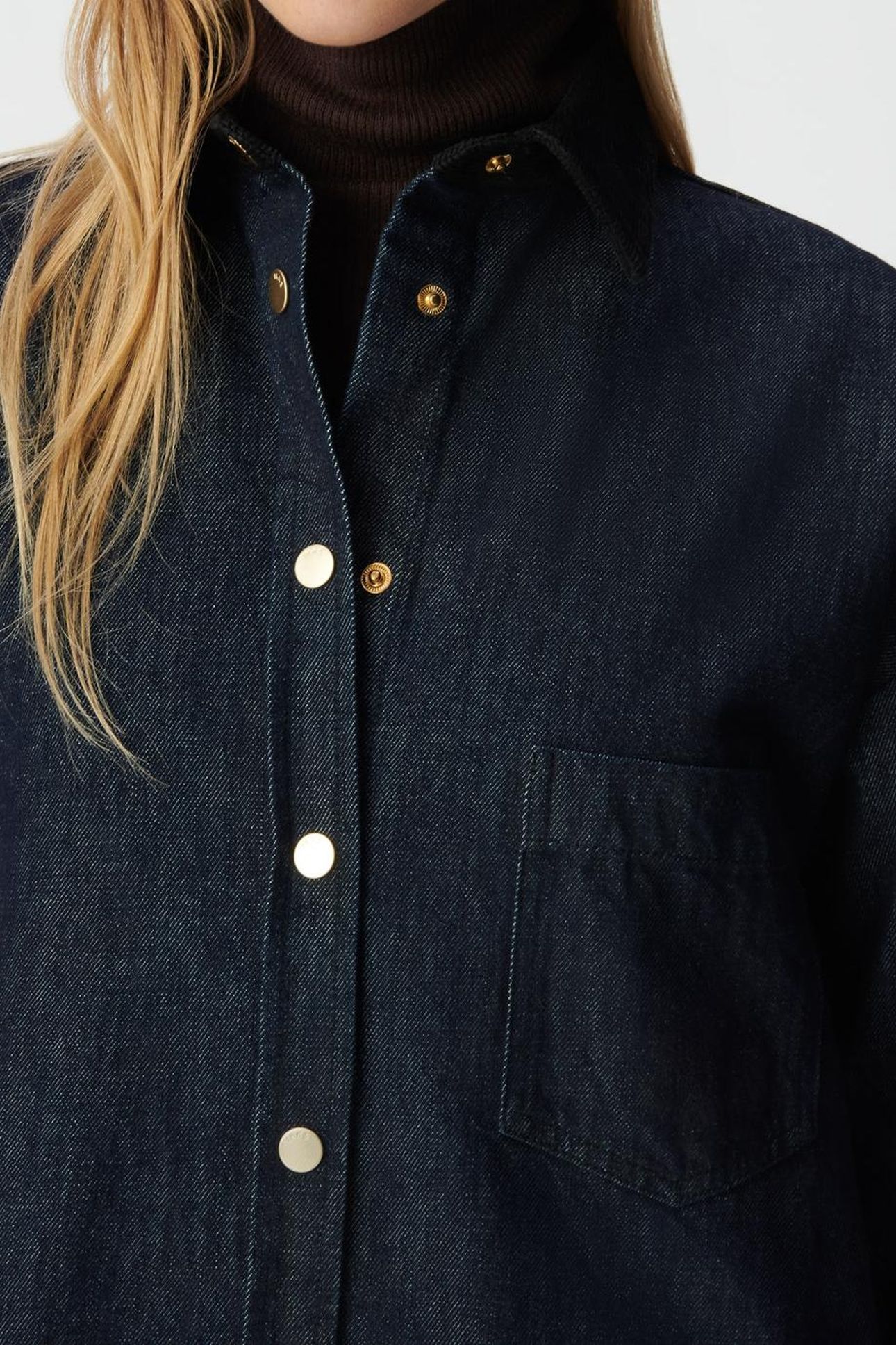 BLUE DENIM SHIRT DRESS, VELVET COLLAR AND CUFFS 7