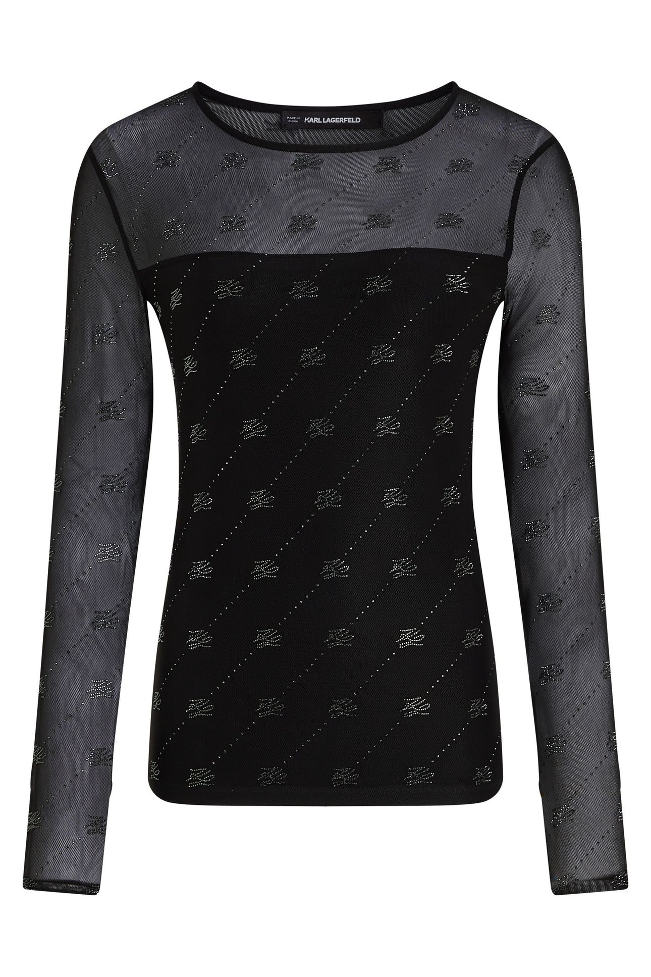 MESH RHINESTONE LSLV TOP BLACK 4