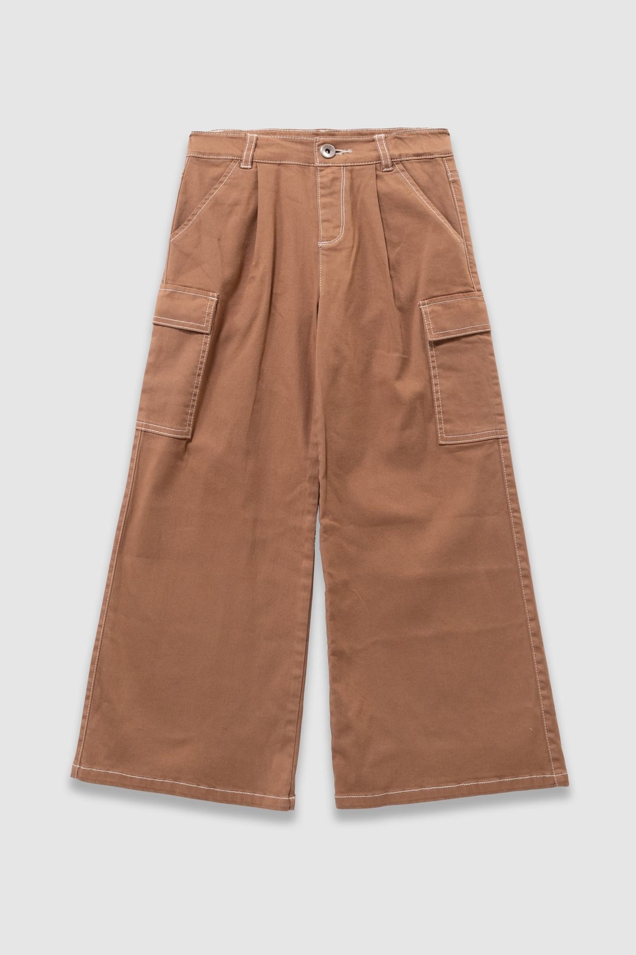 GIRLS’ CAMEL CARGO-STYLE WIDE-LEG JEANS 1