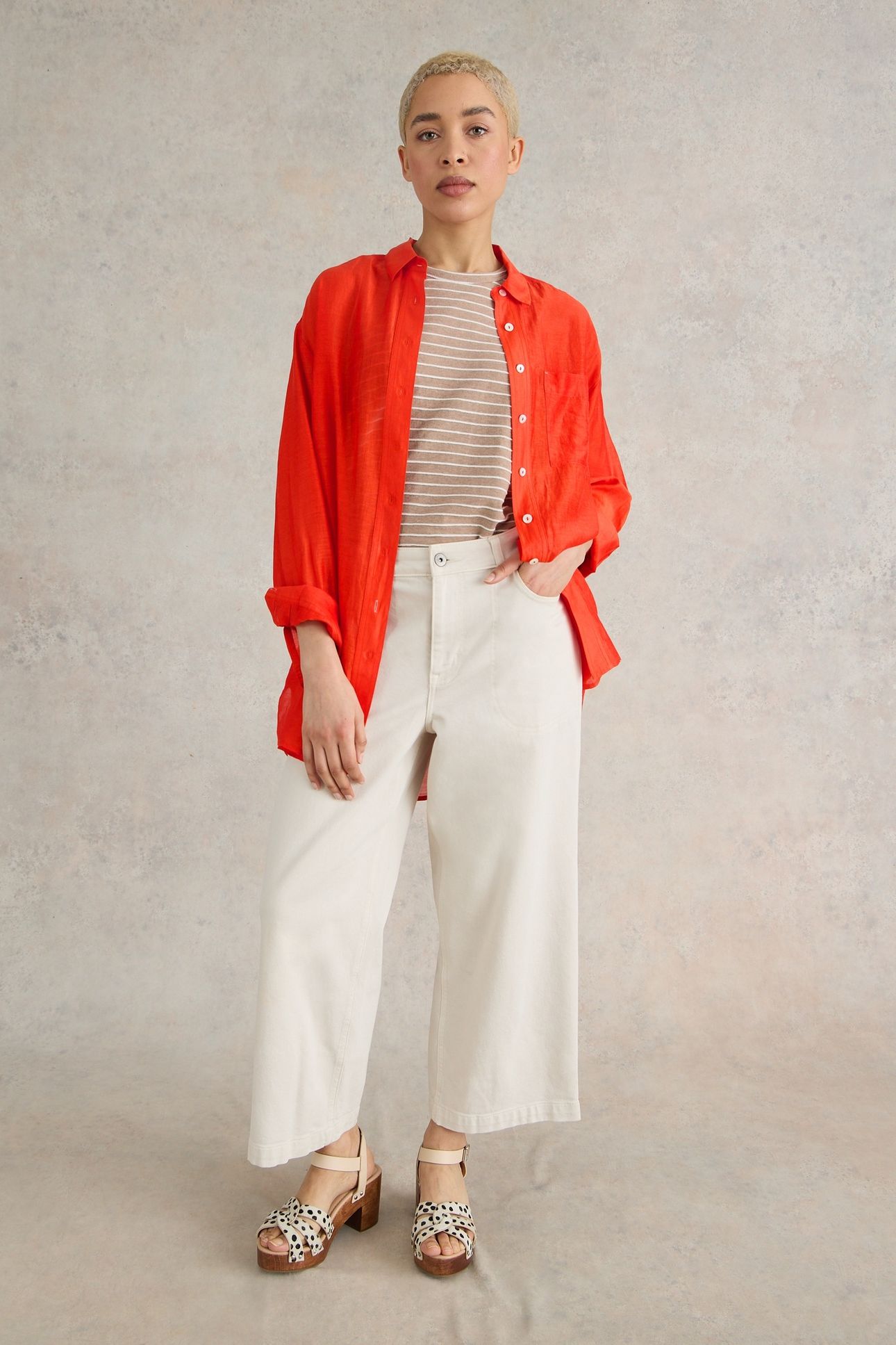 DELILAH COTTON SILK SHIRT BRT ORANGE 1