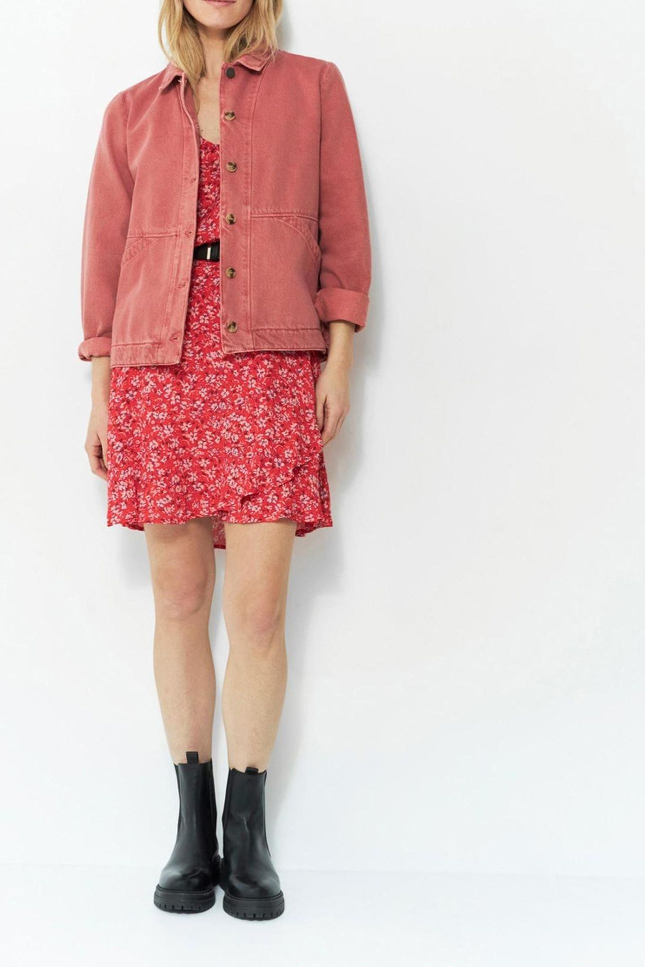 JERK _ GRENADINE SHORT SKIRT WITH RED BLOSSOM PRINT 2