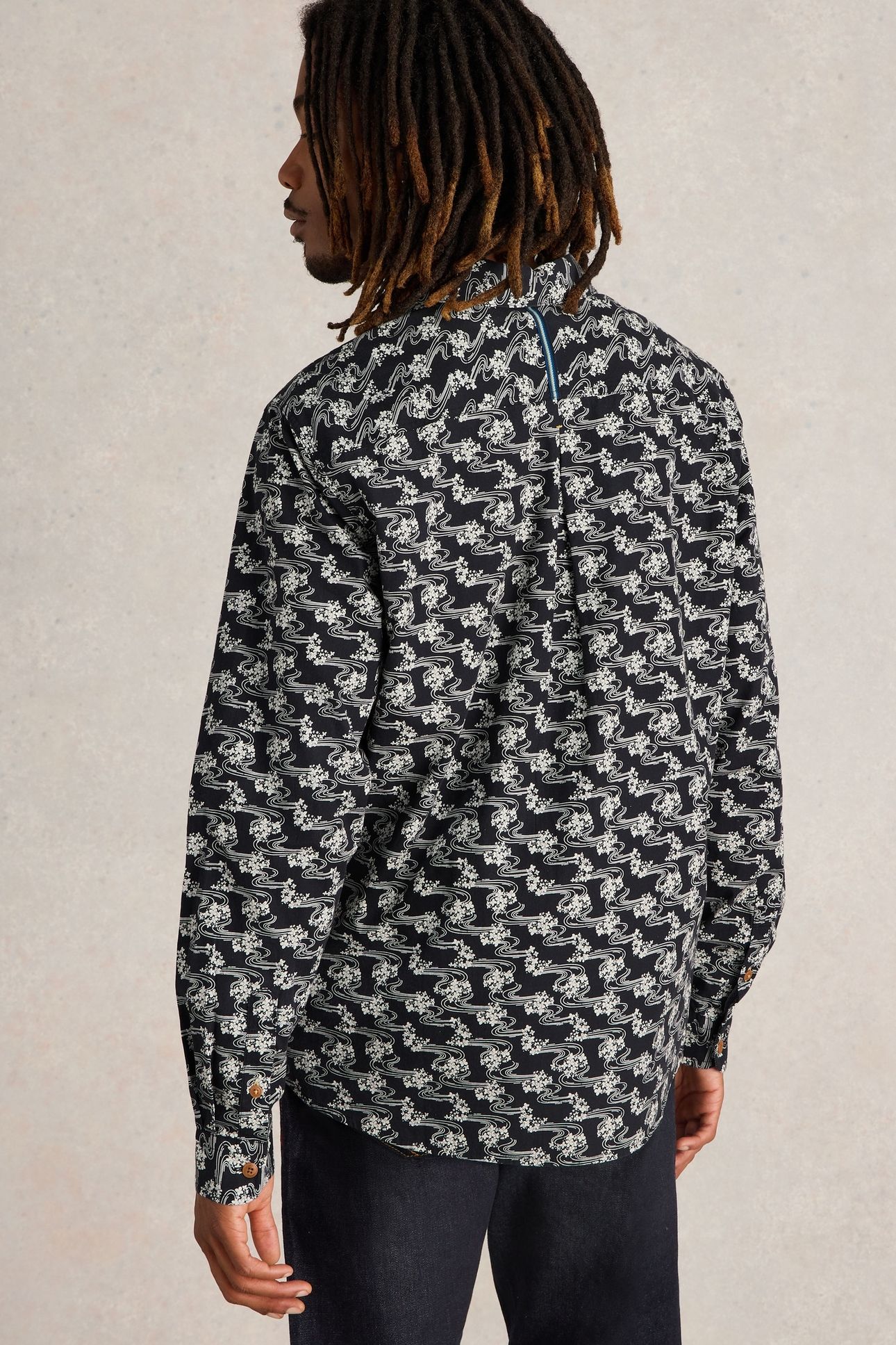 FLORAL RIPPLE PRINTED SHIRT BLK MLT 2