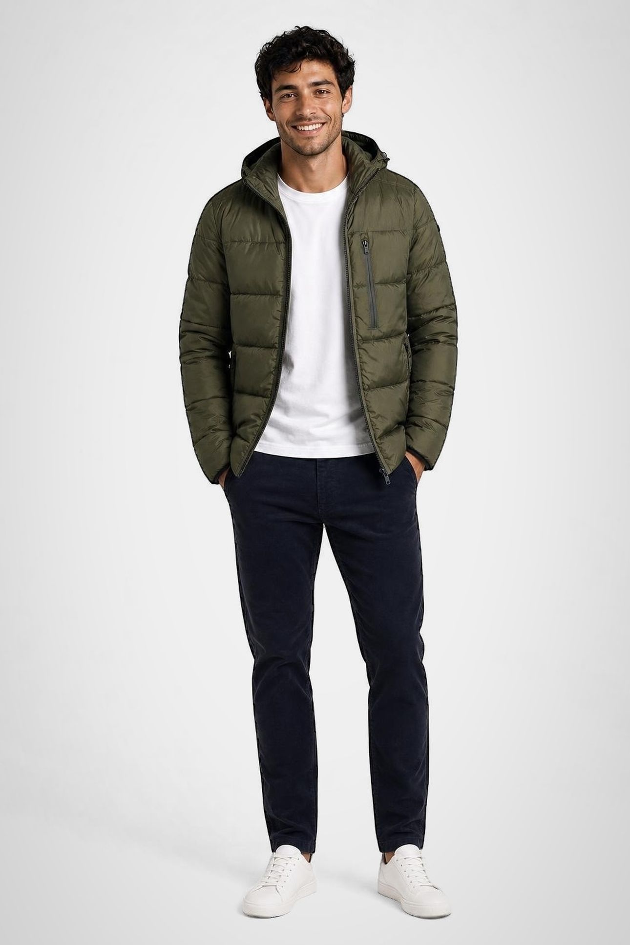 HOODED BOMBER JACKET DARK OLIVE 1