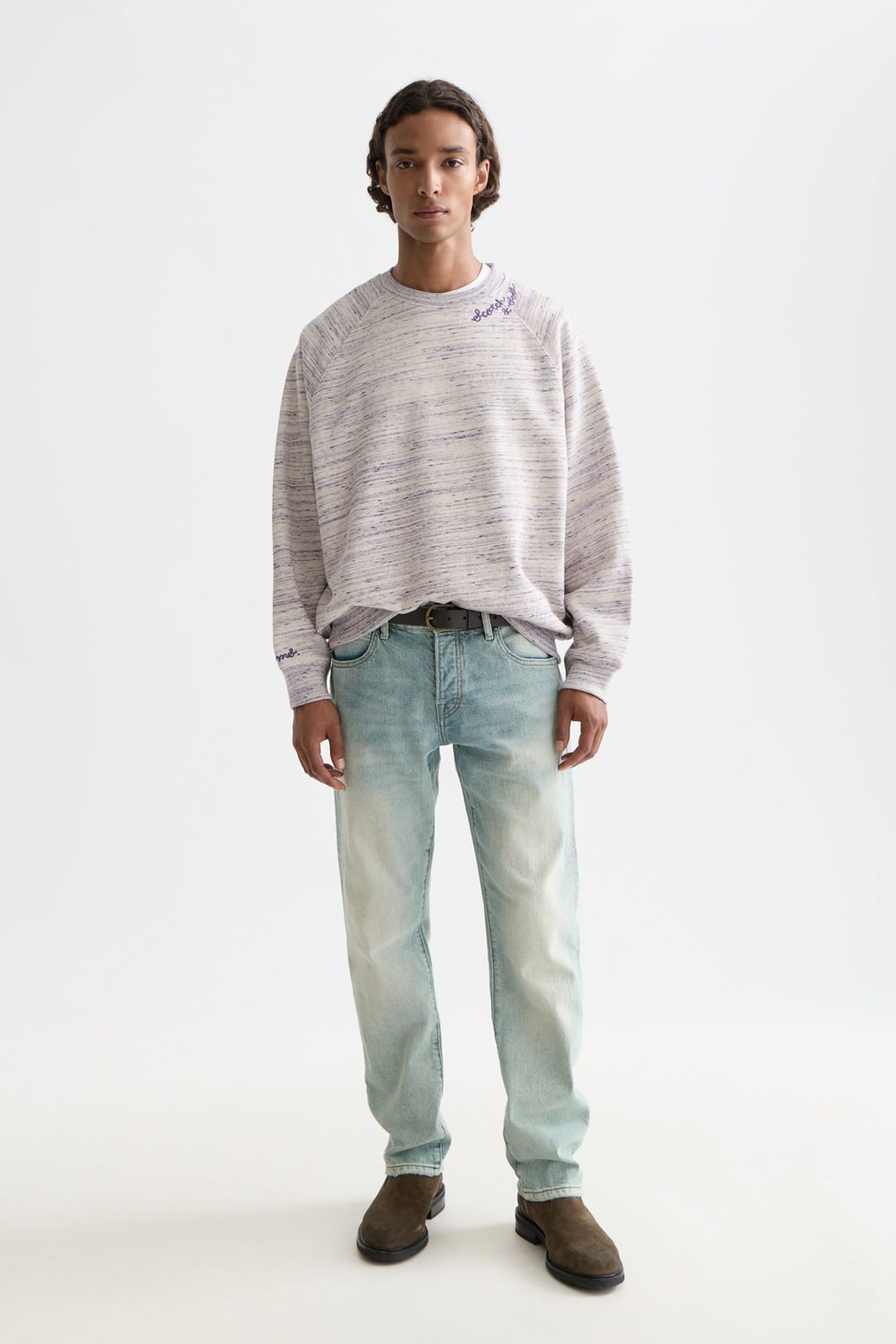 SPACE YARN EMBROIDERED LOOSE-FIT SWEATSHIRT DARK PURPLE 3