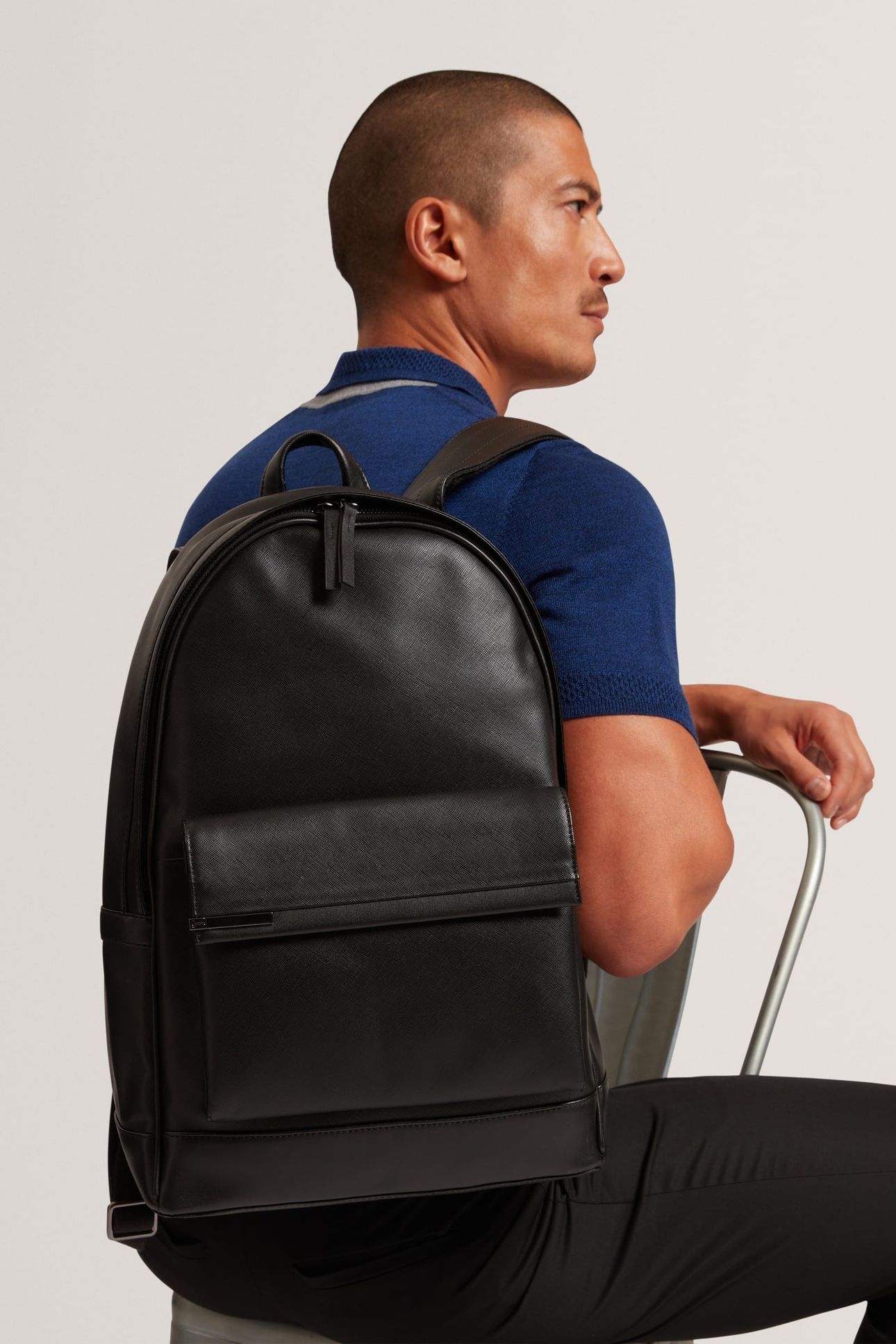TIE BAR DETAIL PU BACKPACK BLACK 1