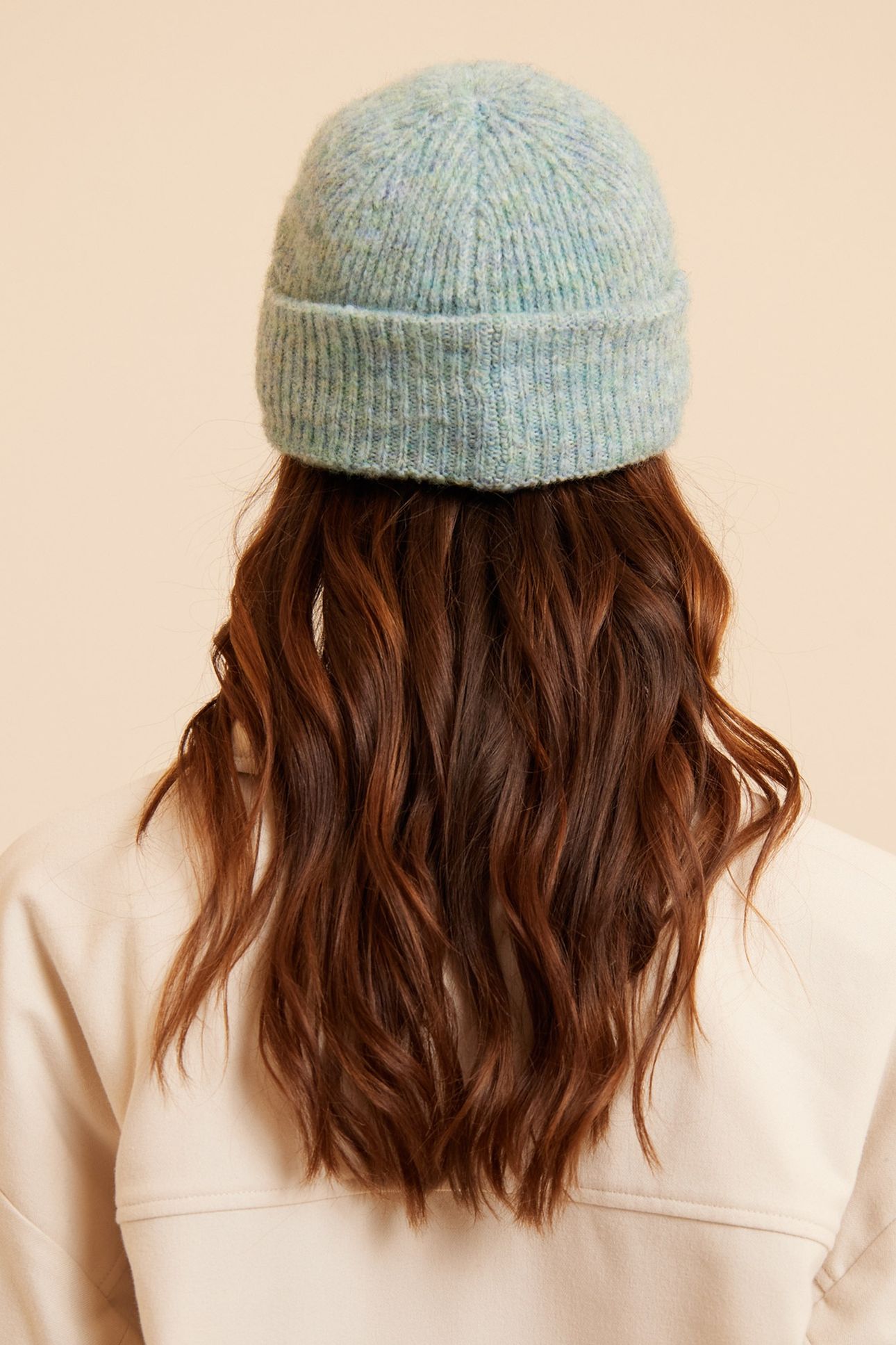 MINT GREEN RIBBED KNIT EMBROIDERED BEANIE 2