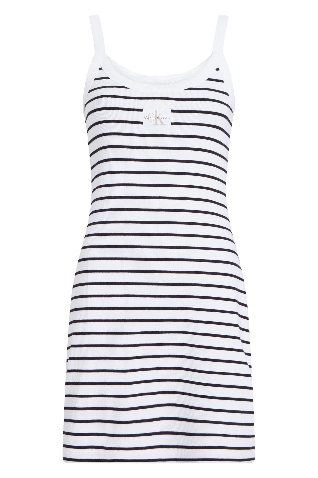 WOVEN LABEL RIB TANK BLACK/BRIGHT WHITE STRIPED 1
