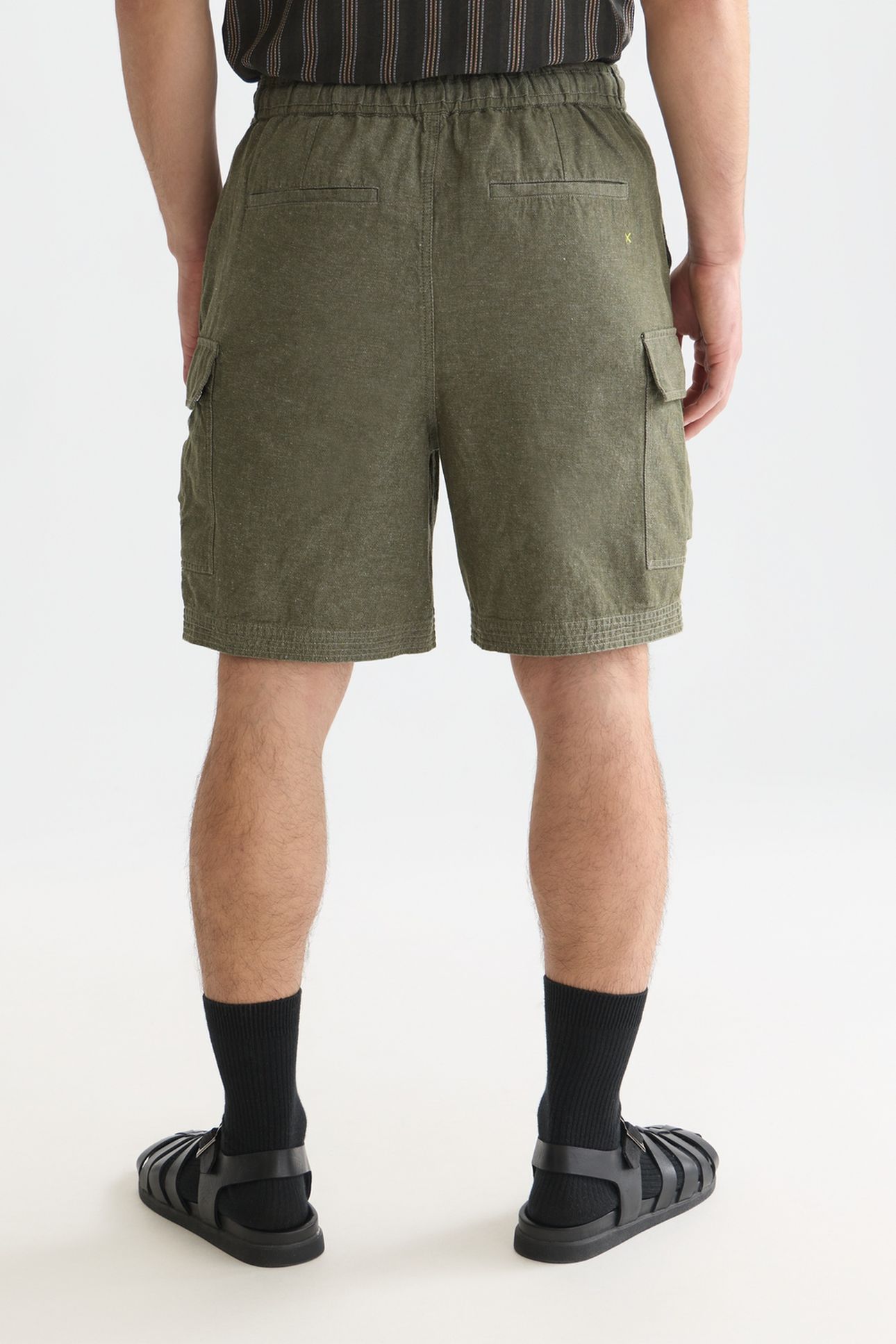 LINENBLEND RELAXEDFIT CARGO BERMUDA SHORTS DARK GREEN 2
