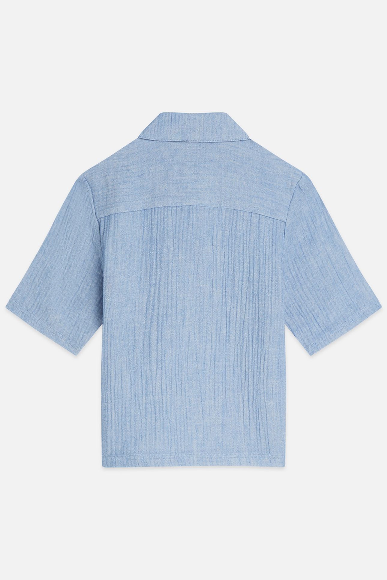 BOYS COTTON CHAMBRAY SHORTSLEEVE SHIRT NAVY 2