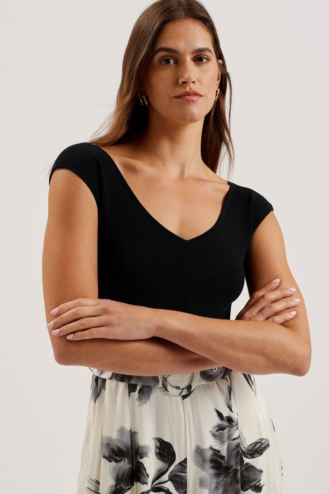 NALCO BARDOT KNIT BODICE PRINTED TROUSERS BLACK 4