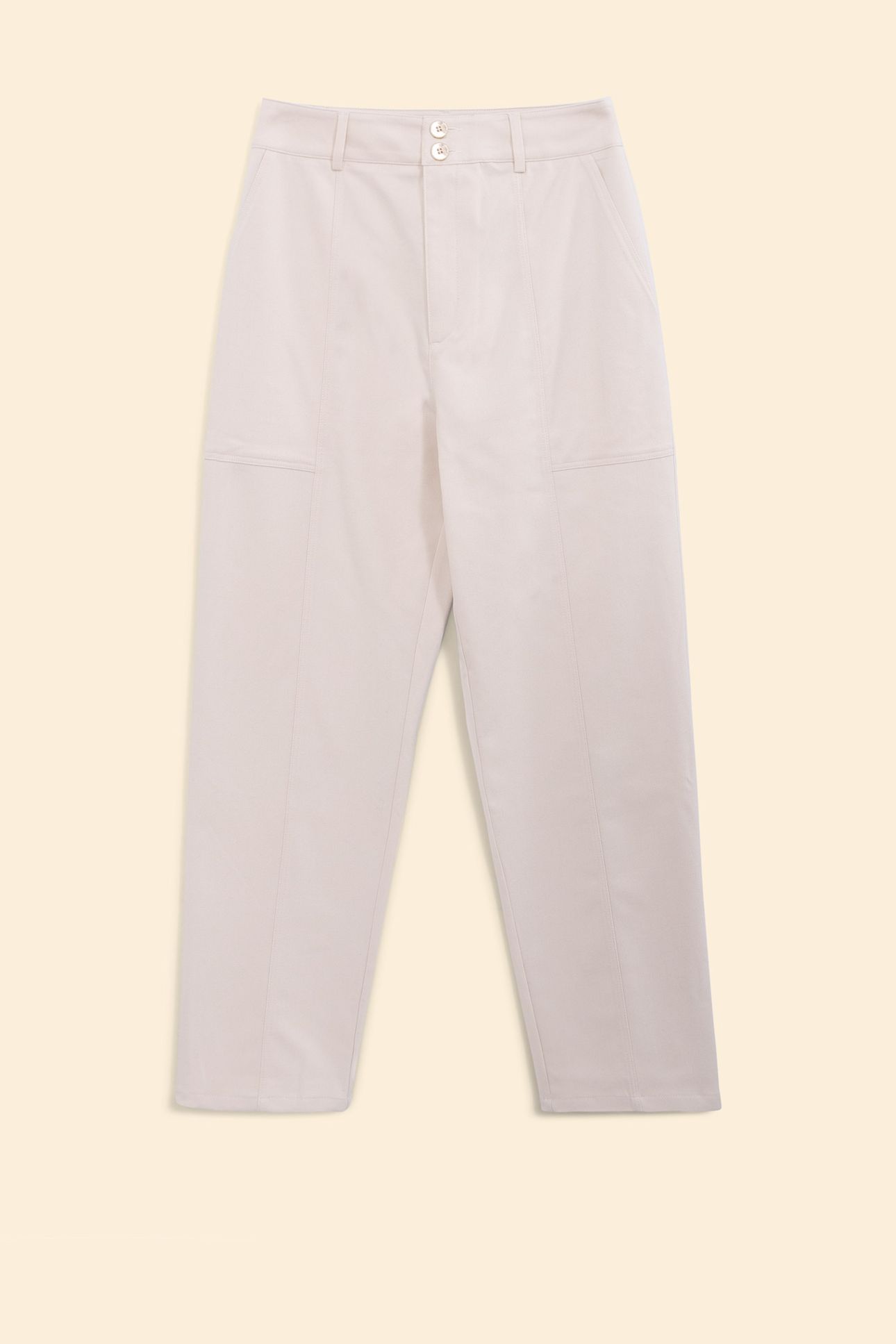 ECRU CARGO-STYLE STRAIGHT TROUSERS 4