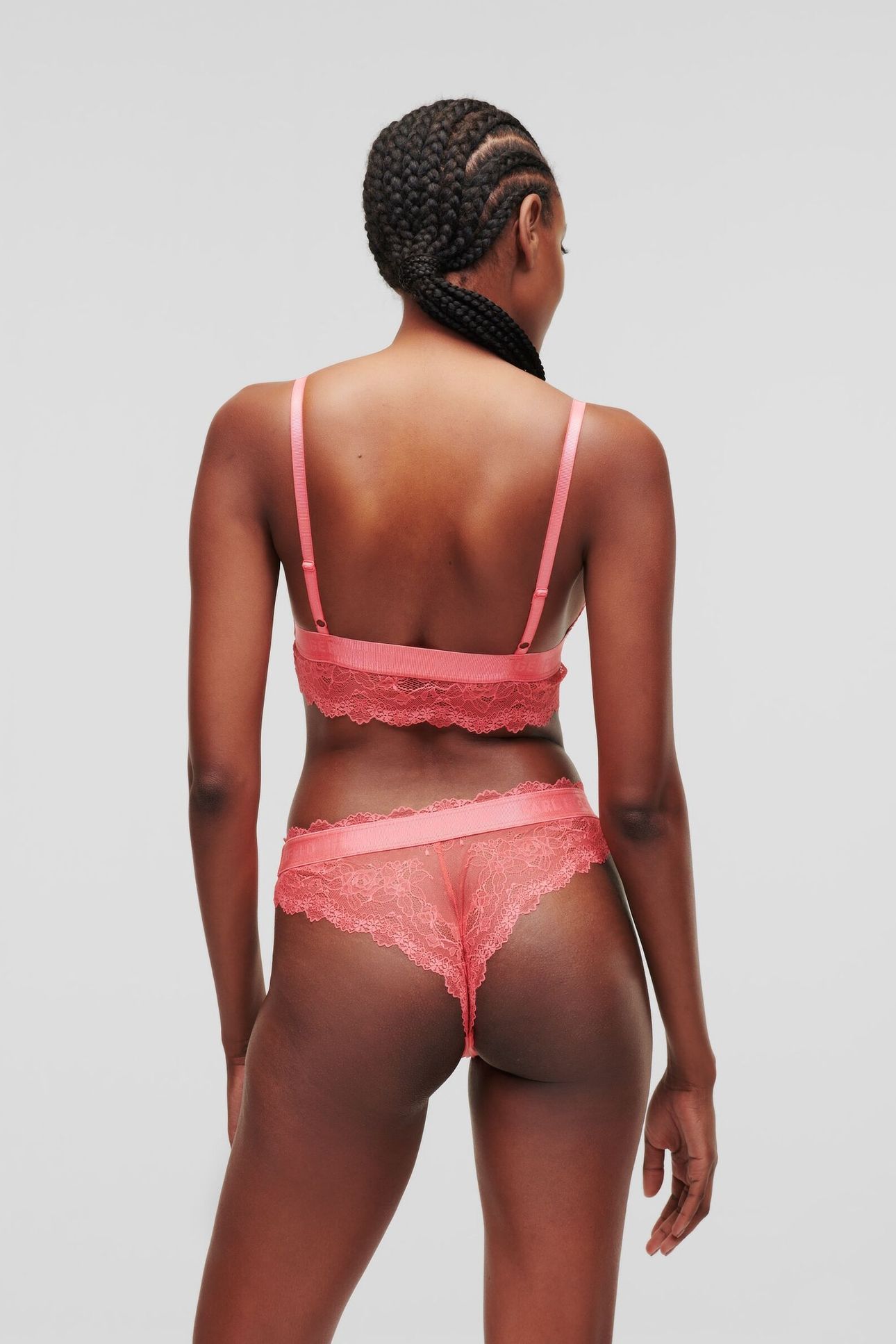 PADDED LONGLINE LACE BRA BRIGHT CORAL 3