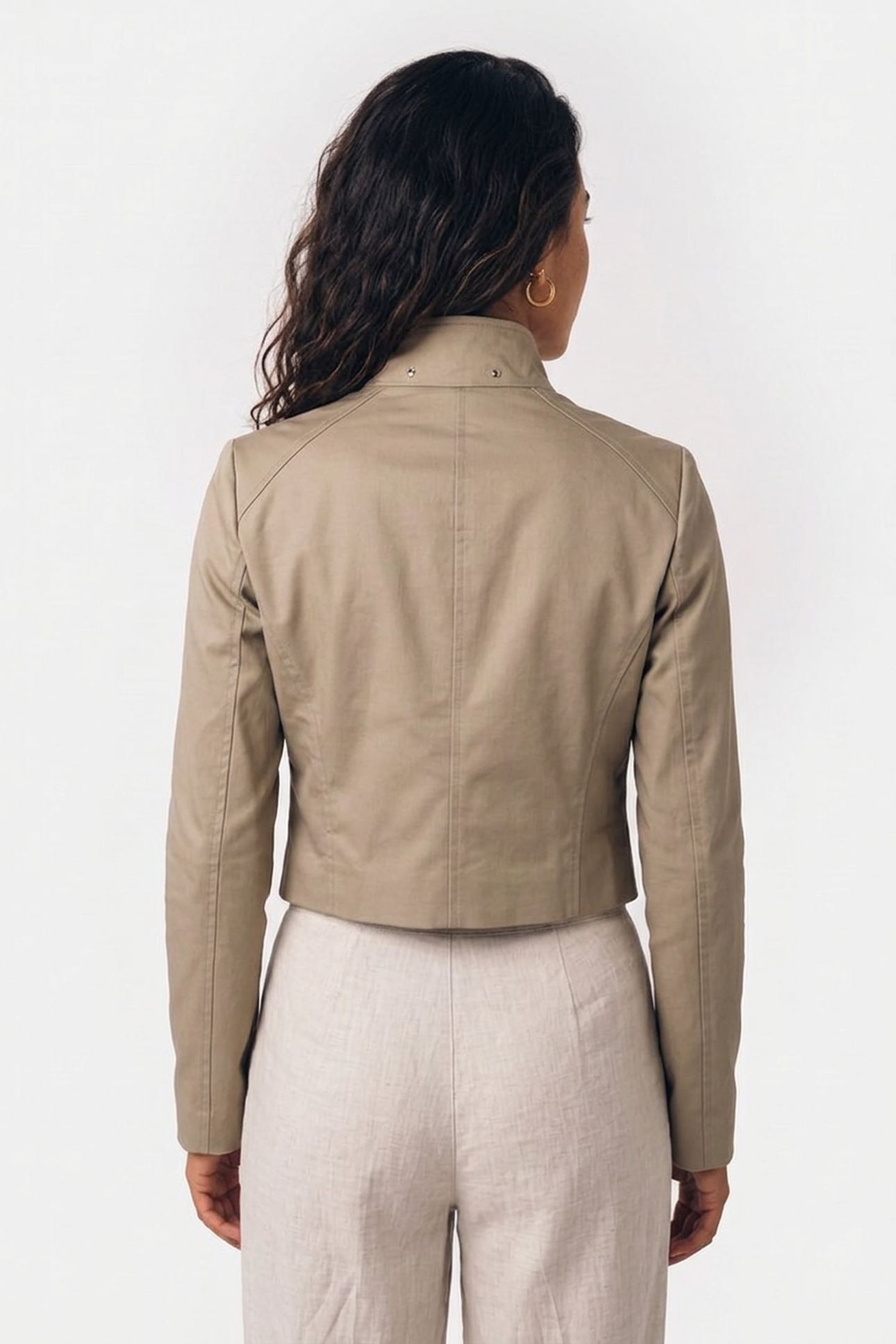 COTTON TWILL WRAP JACKET CAMEL 2