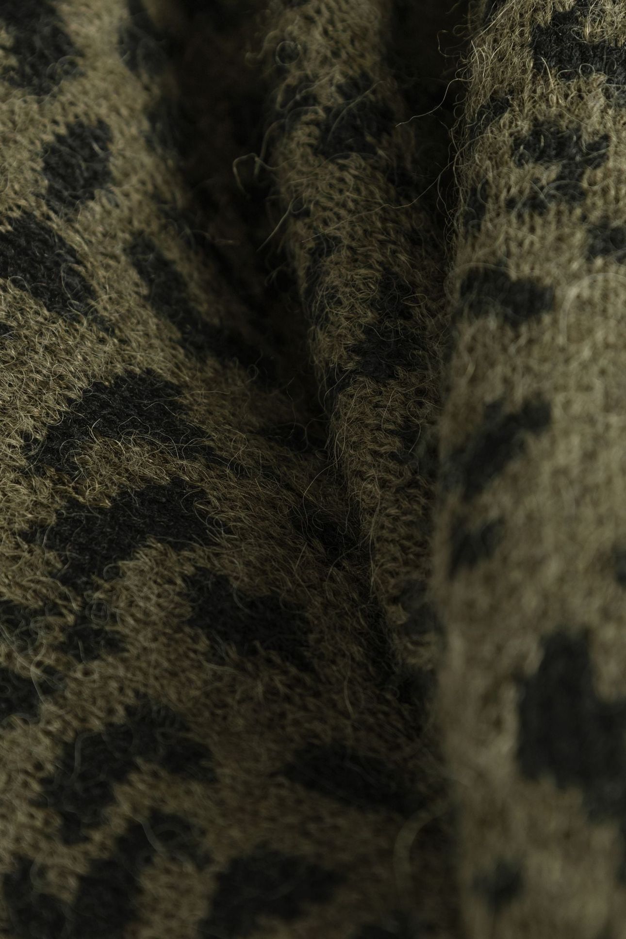KHAKI KNIT SWEATER WITH LEOPARD JACQUARD MOTIF 6