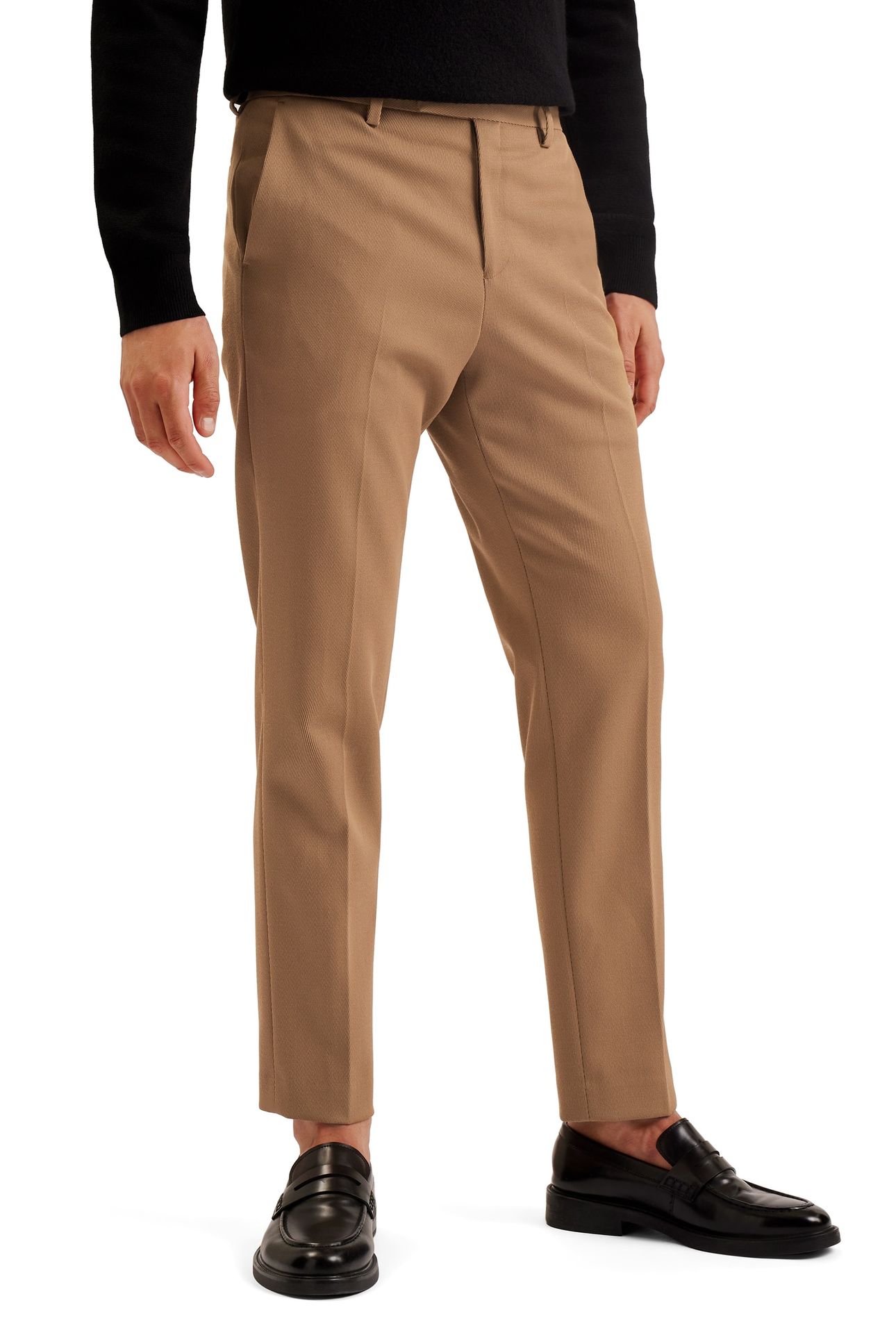 NALFANT TWILL SMART SLIM TAILORED TROUSERS TAN 1