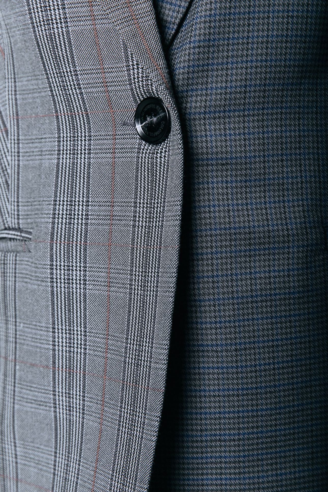 MIMMI CHECK TWO TONE SINGLE BREASTED BLAZER GREY/BLUE 6