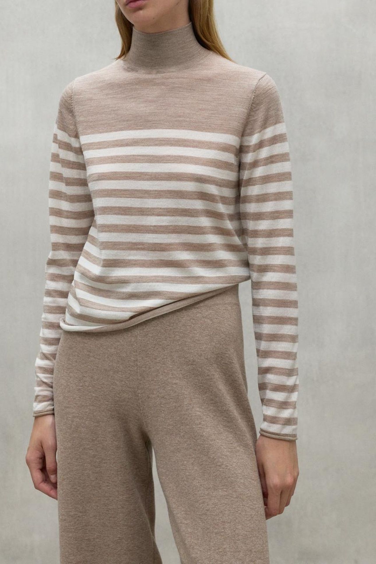 FAYAALF STRIPES KNIT DARK SAND MELANGE 1