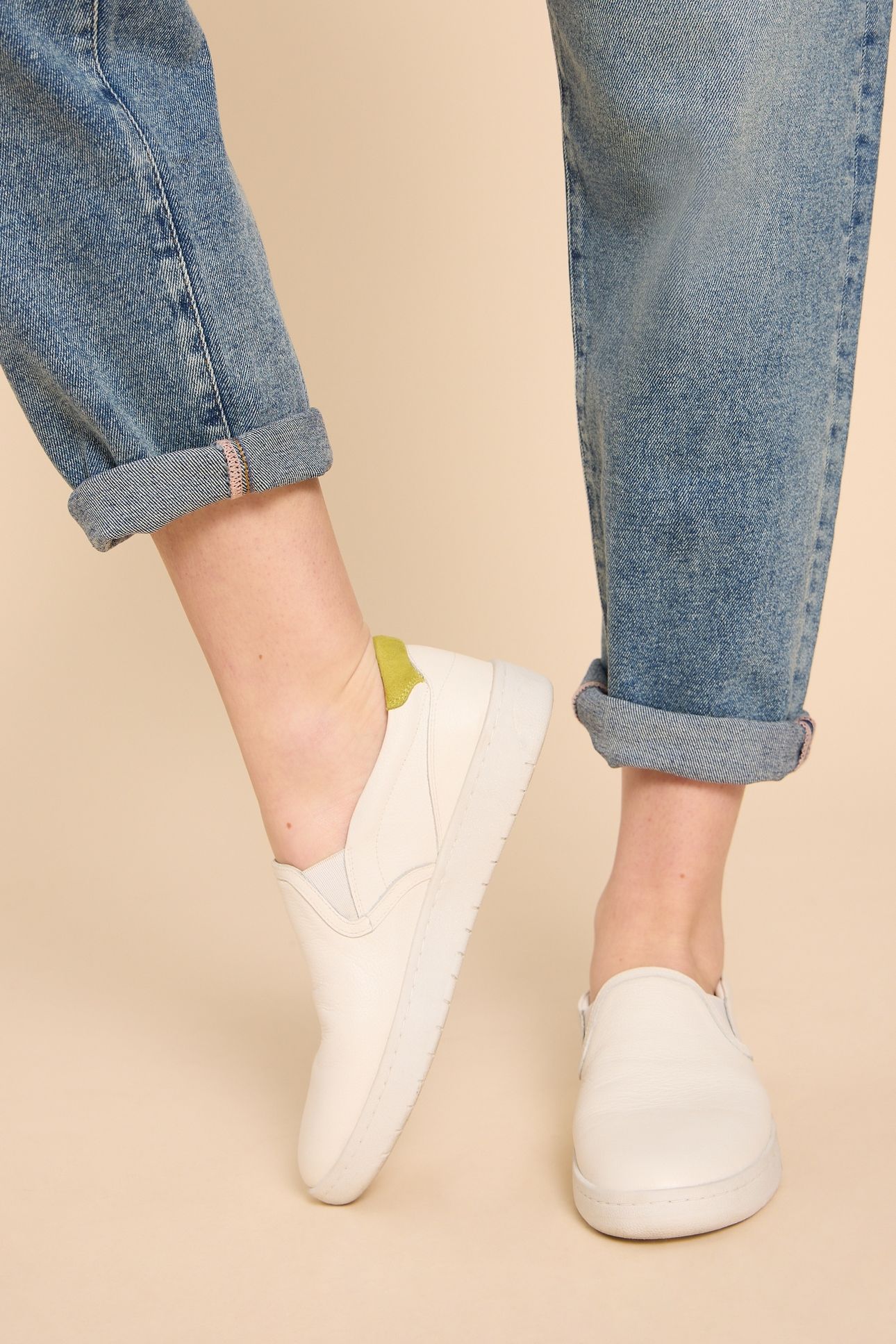 PRIMROSE LEATHER SLIP ON BRIL WHITE 4