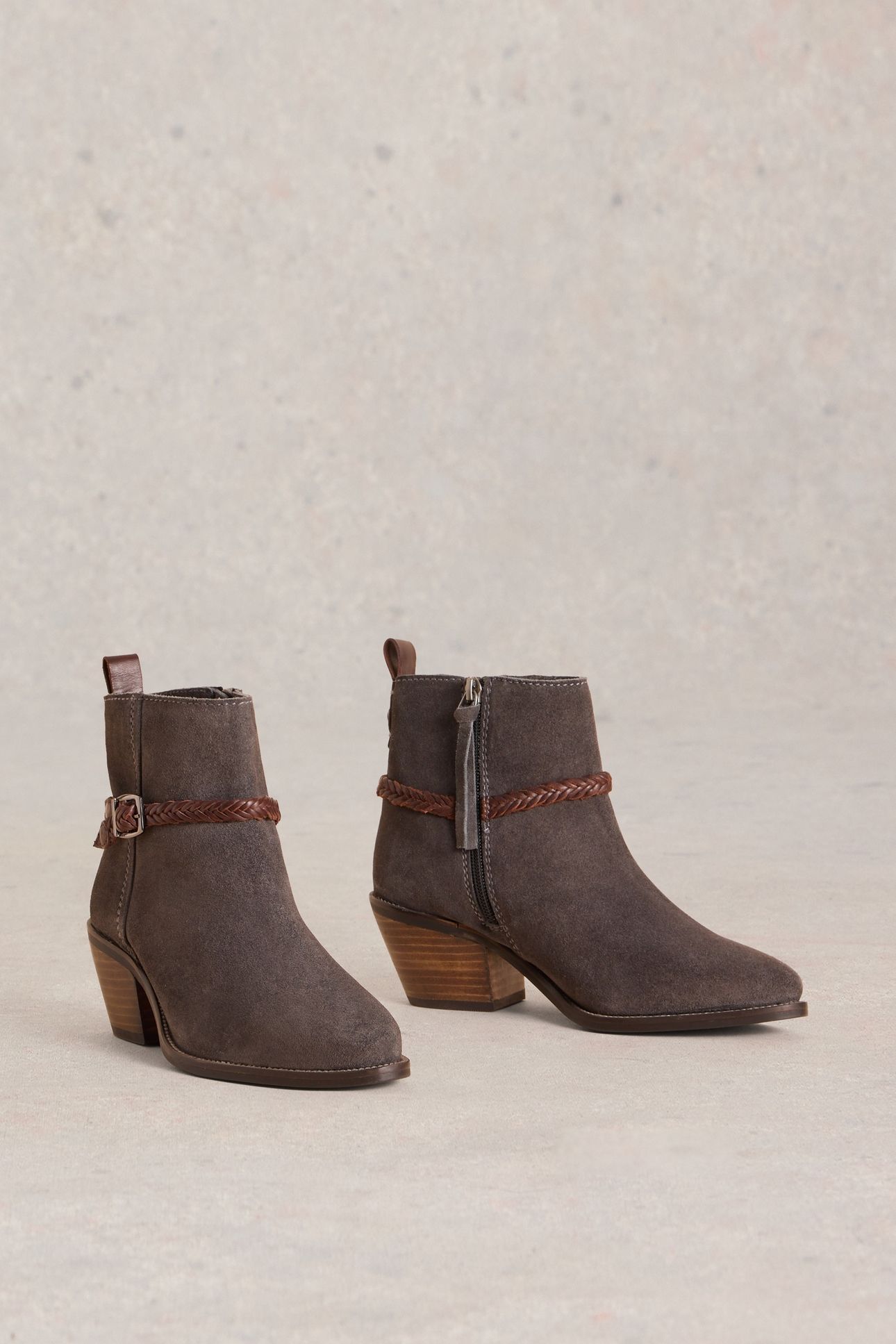 PEONY SUEDE PLAIT STRAP BOOT CHARC GREY 3