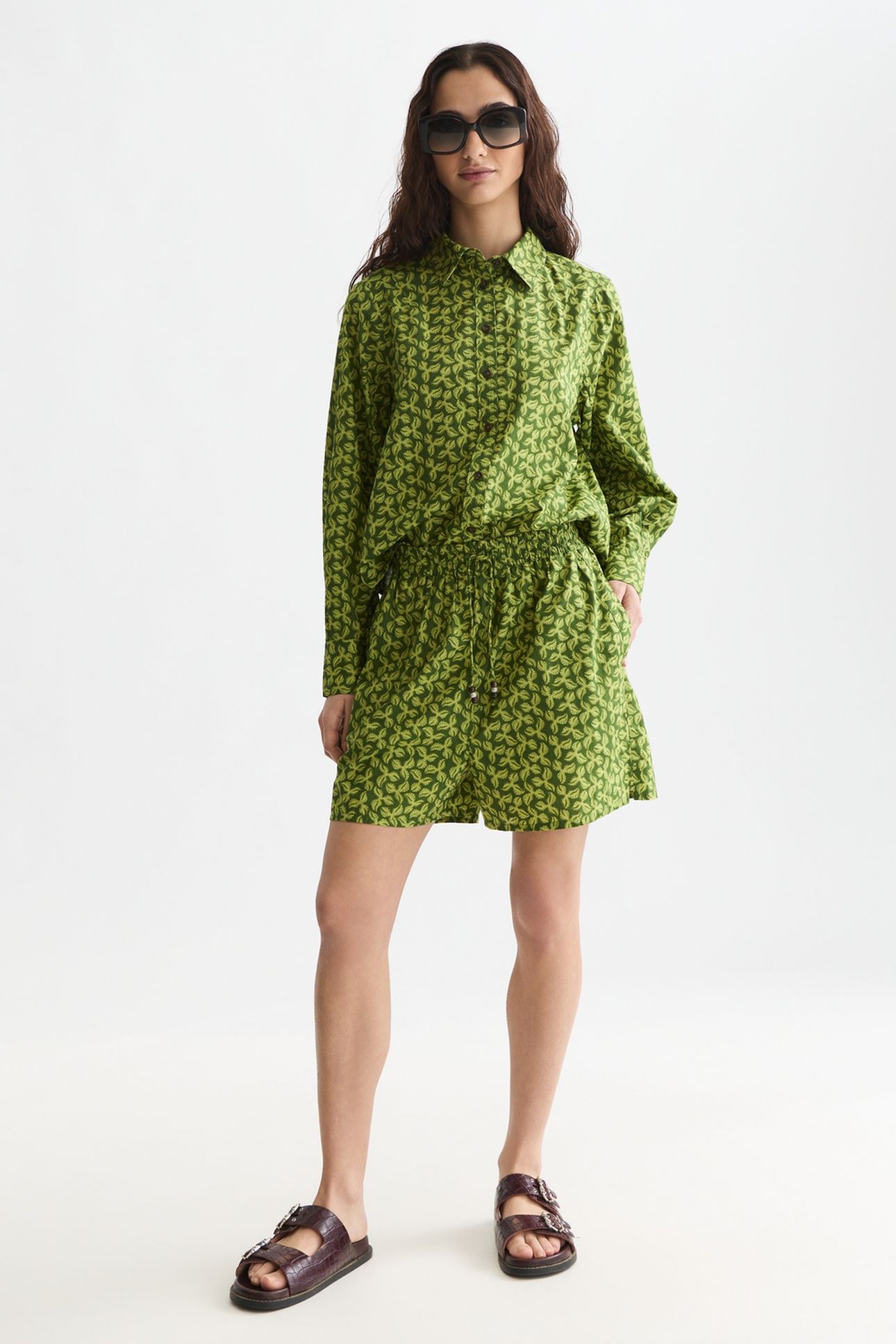PRINTED RELAXED FIT SHIRT MINI CACTUS GARDEN GREEN 3
