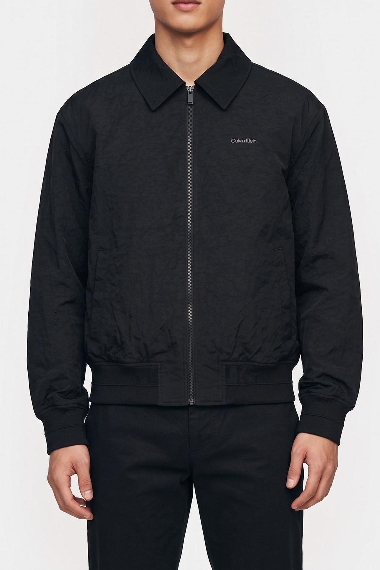 LS NYLON COLLARED JACKET BLACK 1