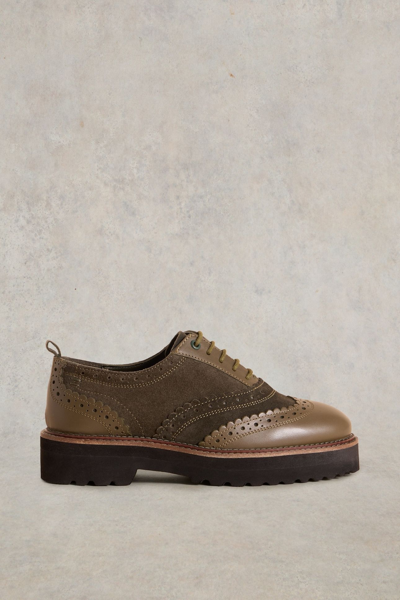 CHUNKY LACE UP BROGUE KHAKI GRN 1