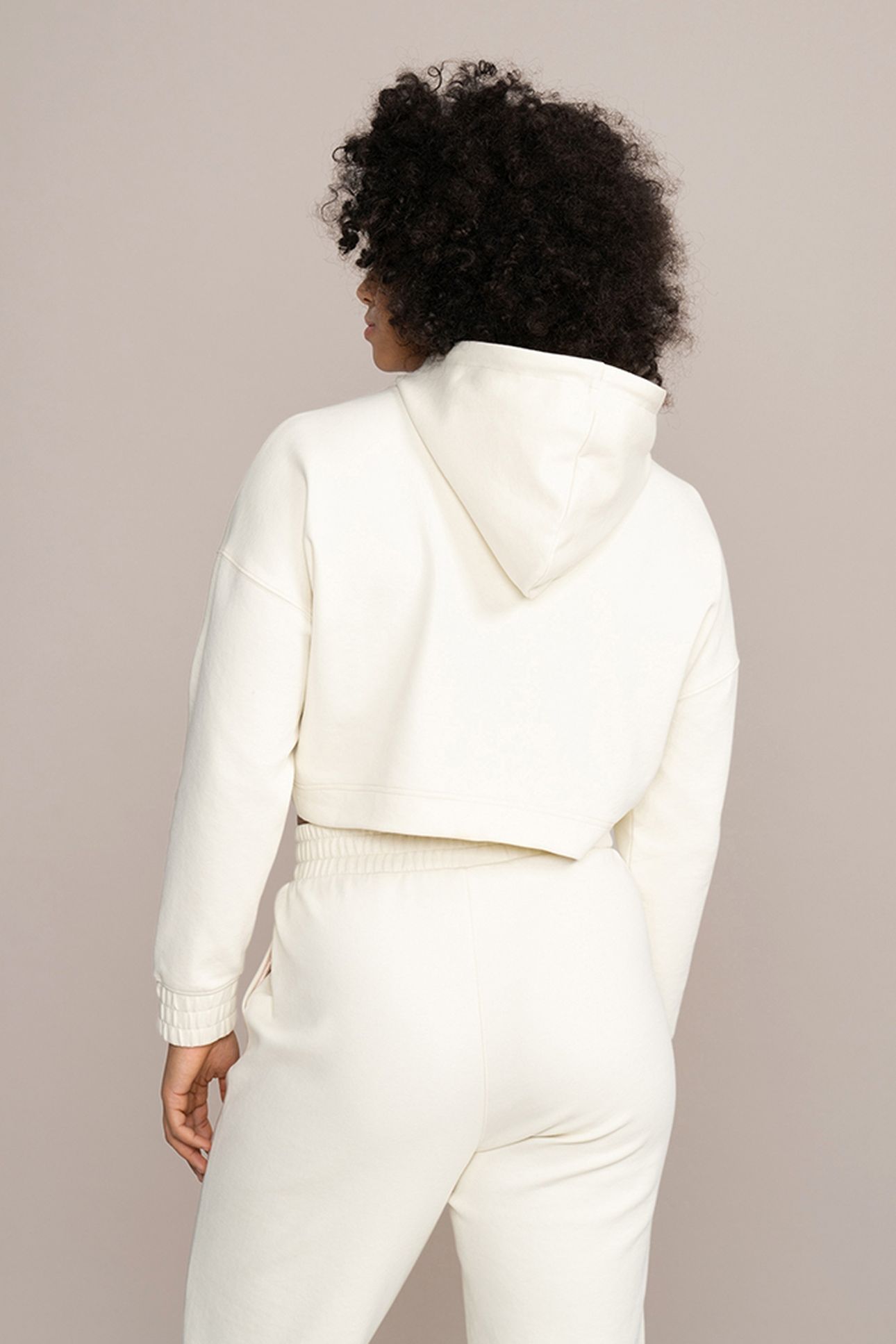 LADIES CROPPED HOODIE RUBBER PRINT OFF-WHITE 3