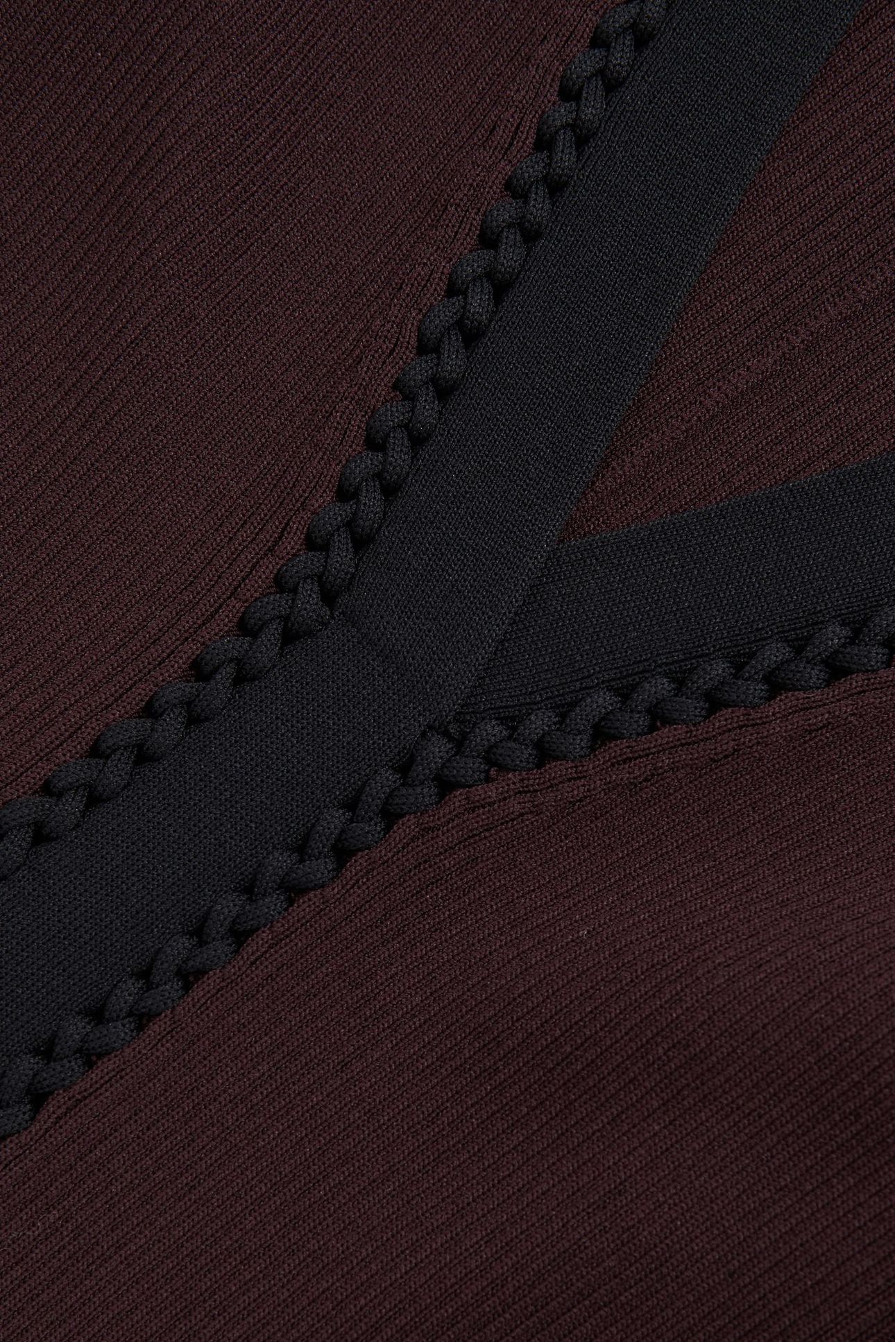CRAFT DETAIL KNITTED MINI DRESS BURGUNDY/BLACK 5