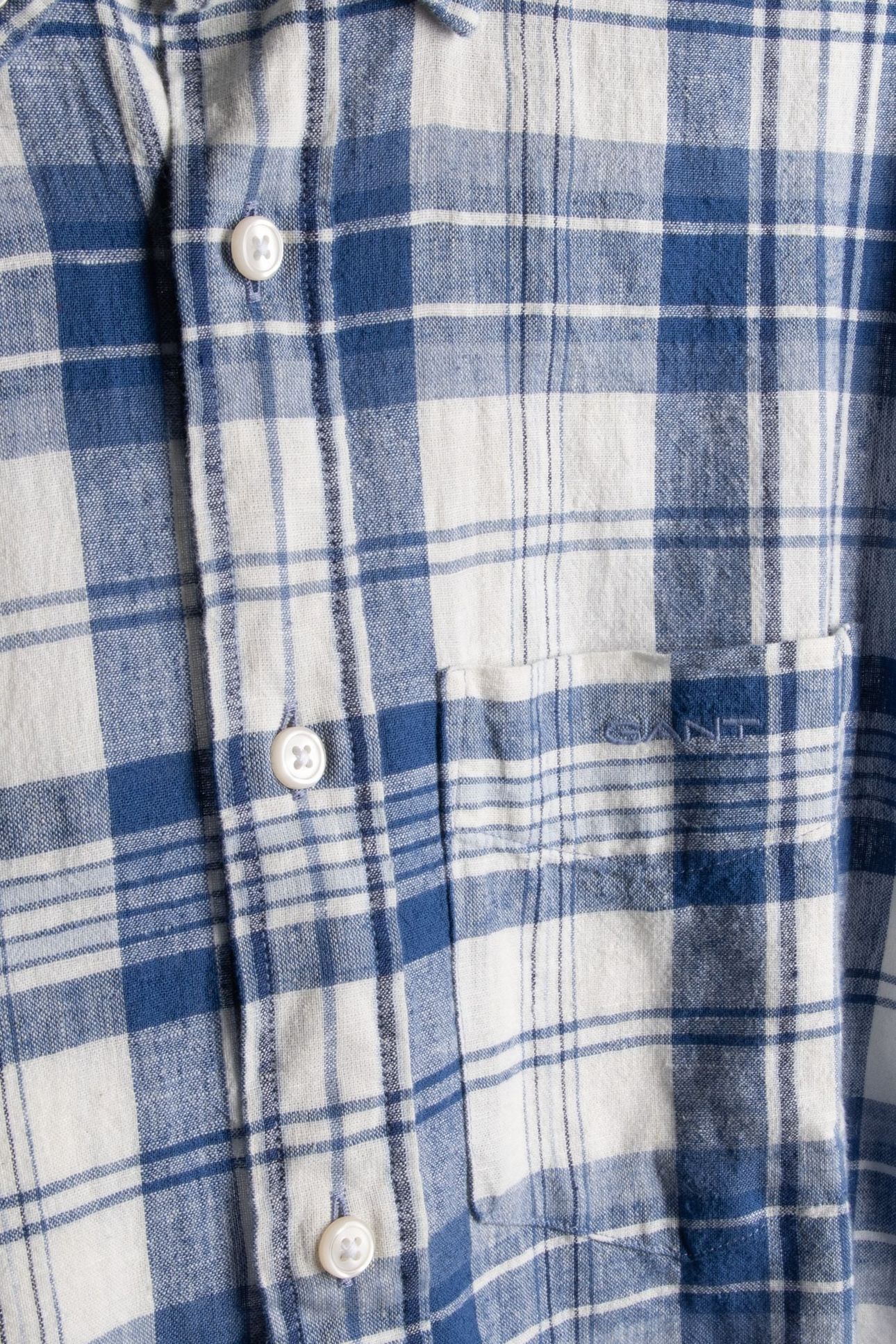 REG COTTON LINEN MADRAS CHECK VINTAGE BLUE 4
