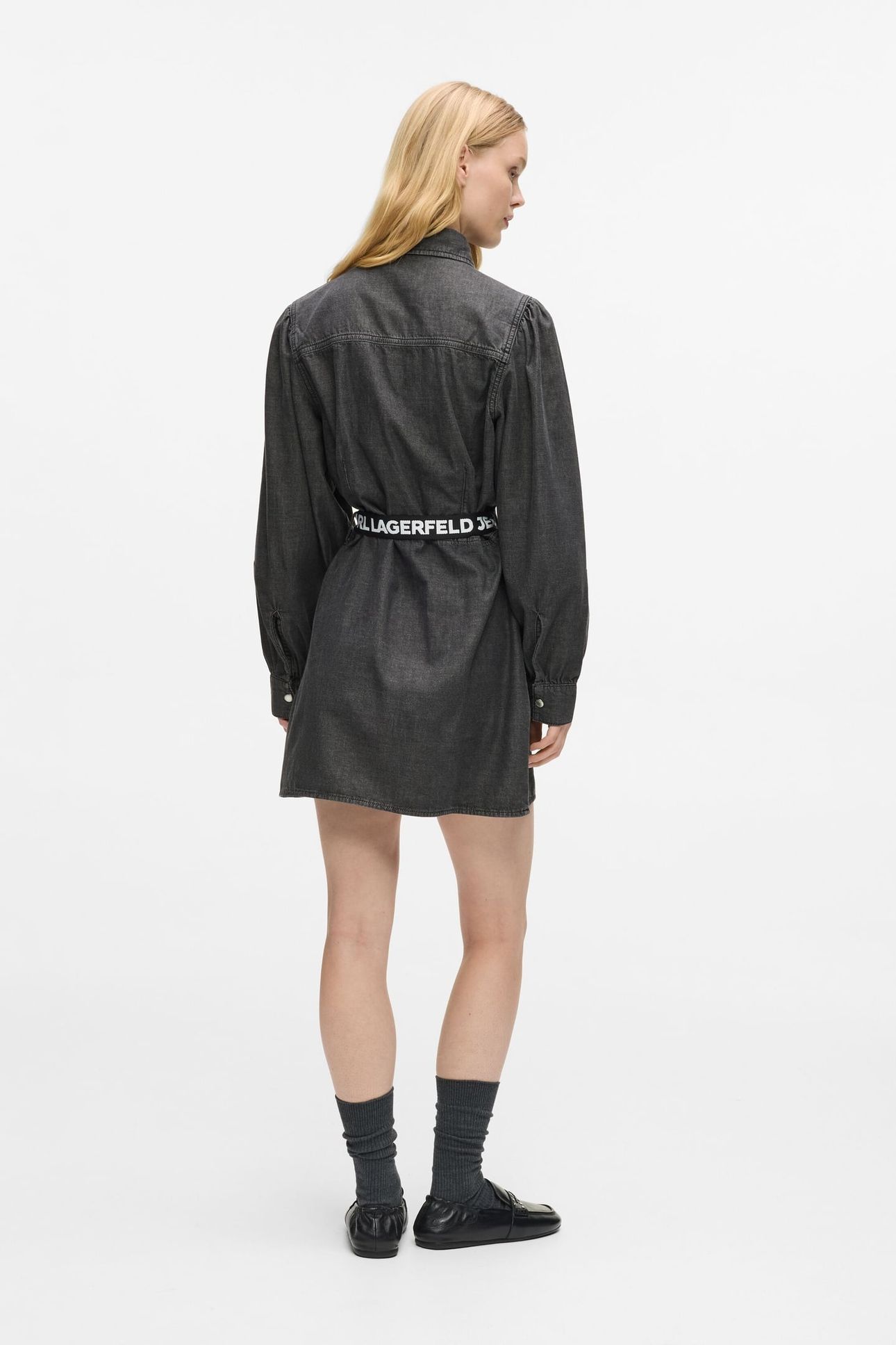 KLJ DENIM FITTED DRESS WASHED BLACK 3