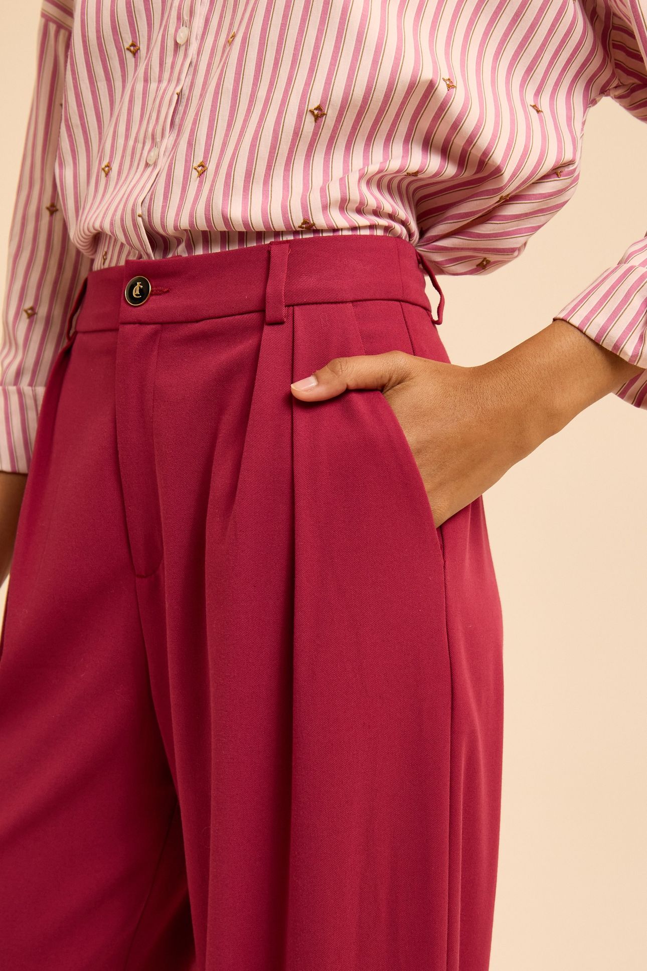 PINK WIDE-LEG SUIT TROUSERS 5