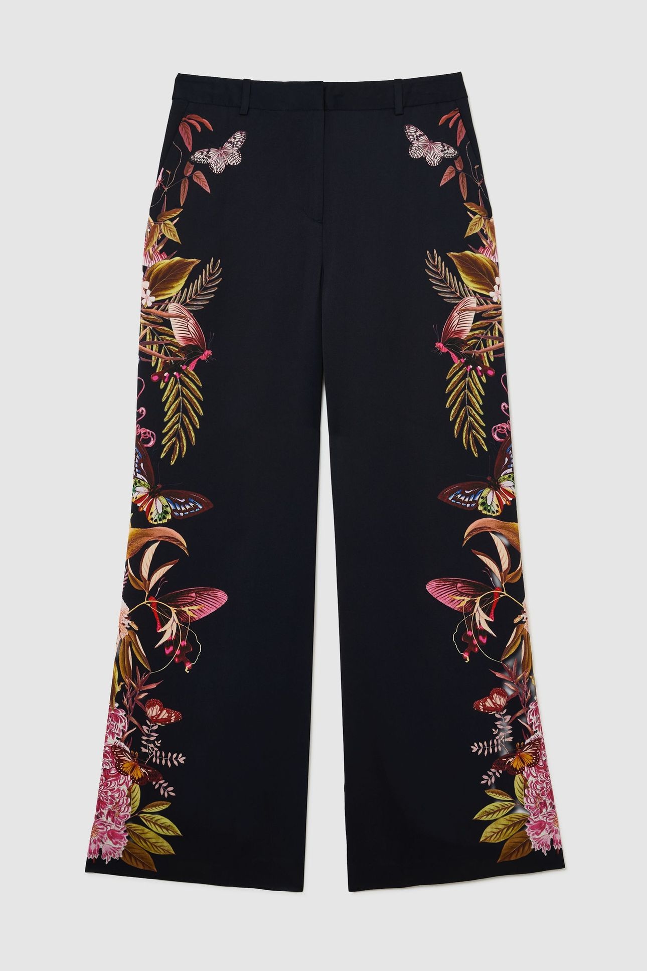 WIDE LEG FLORAL TROUSER NAVY 4