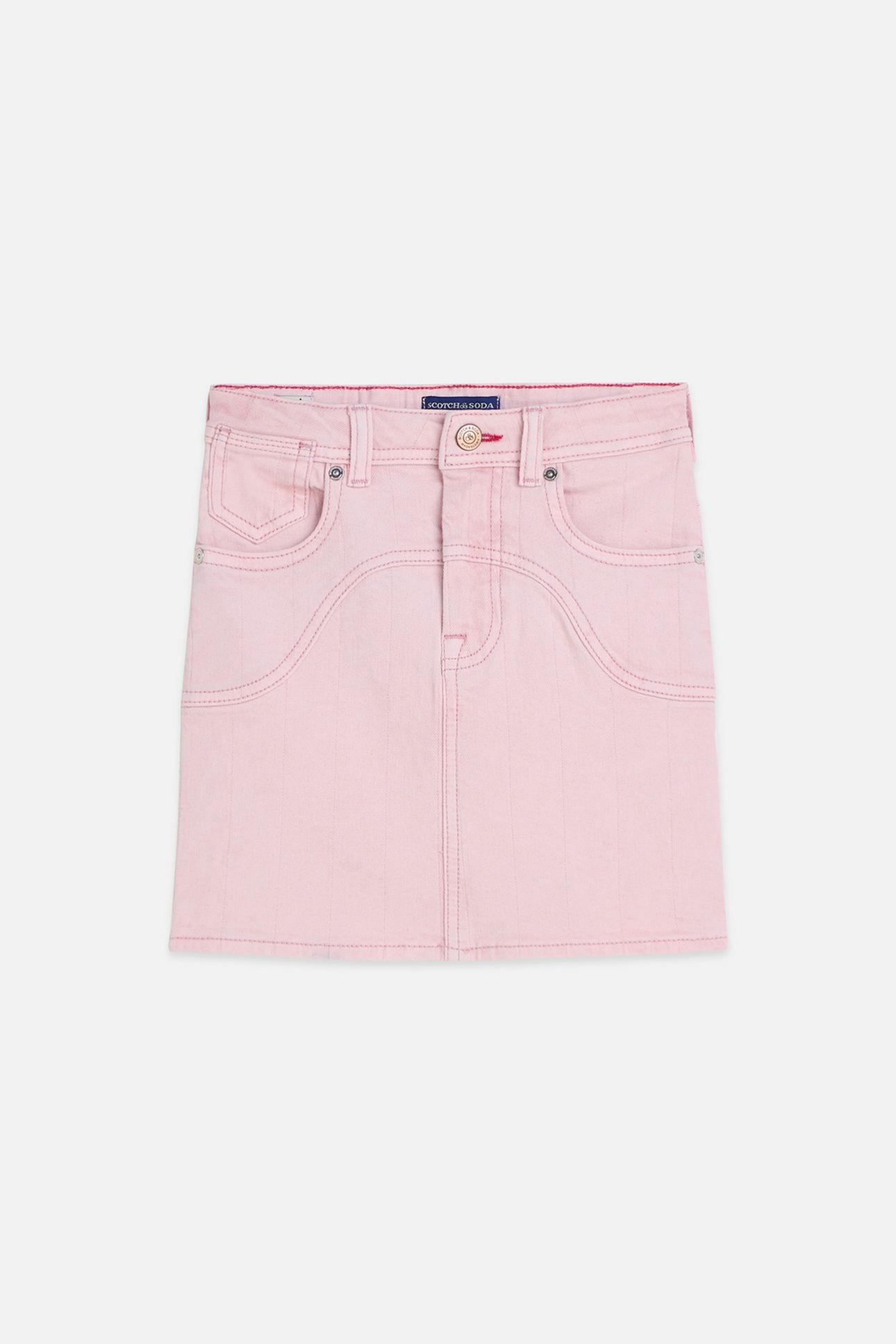 GIRLS DENIM MINI SKIRT DARK PINK 1