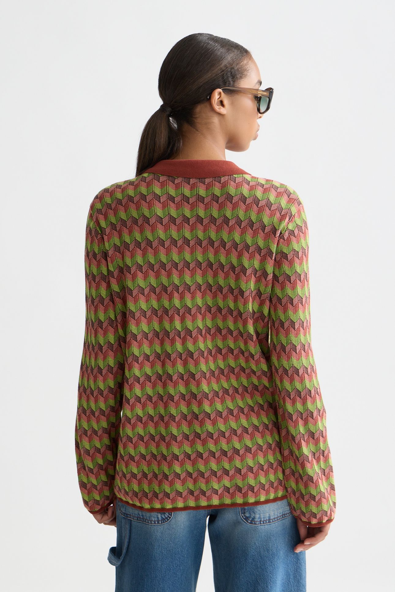 JACQUARD KNITTED JACKET BURNT HENNA 2