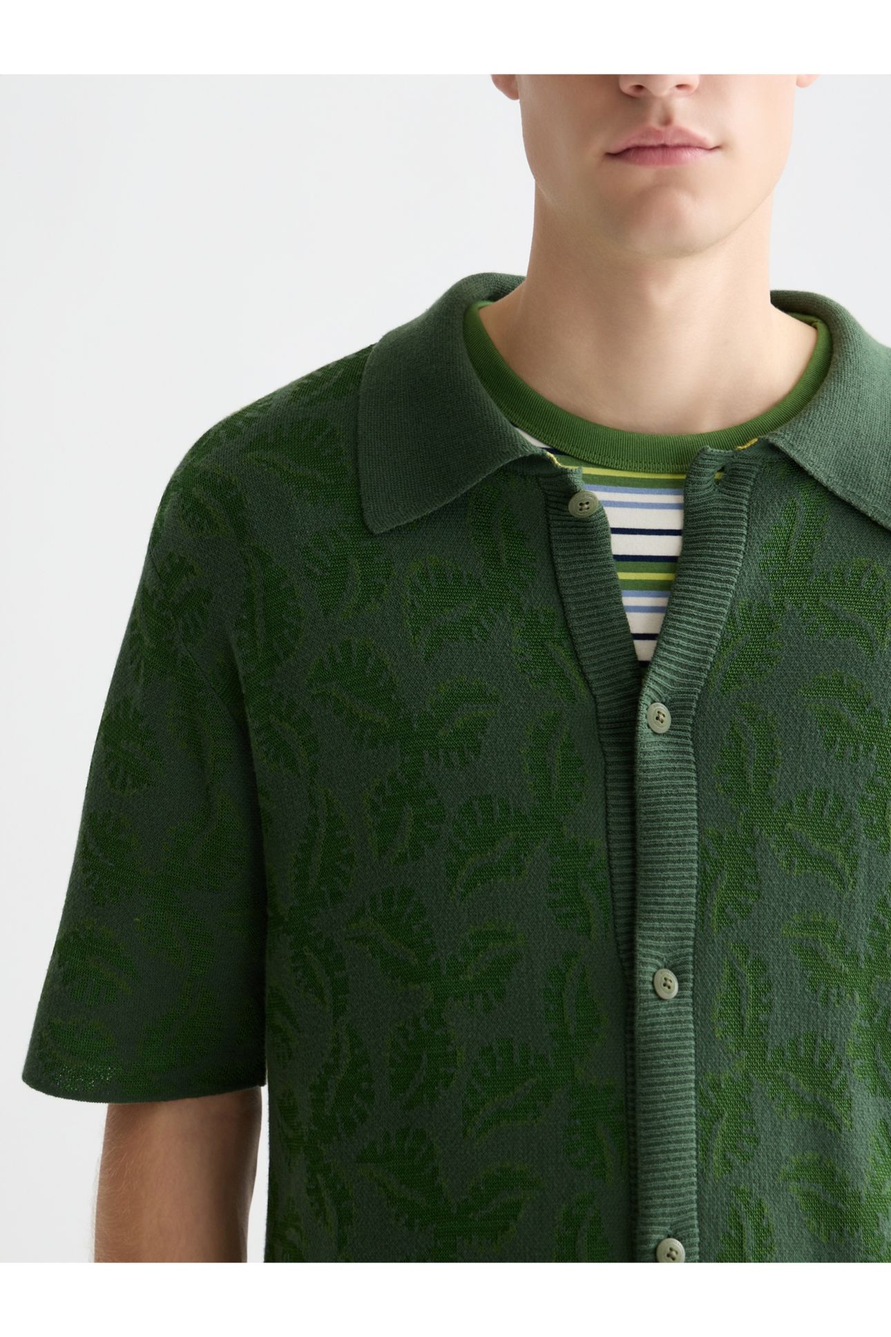 TONEONTONE KNITTED SHORT SLEEVE SHIRT DARK GREEN 6