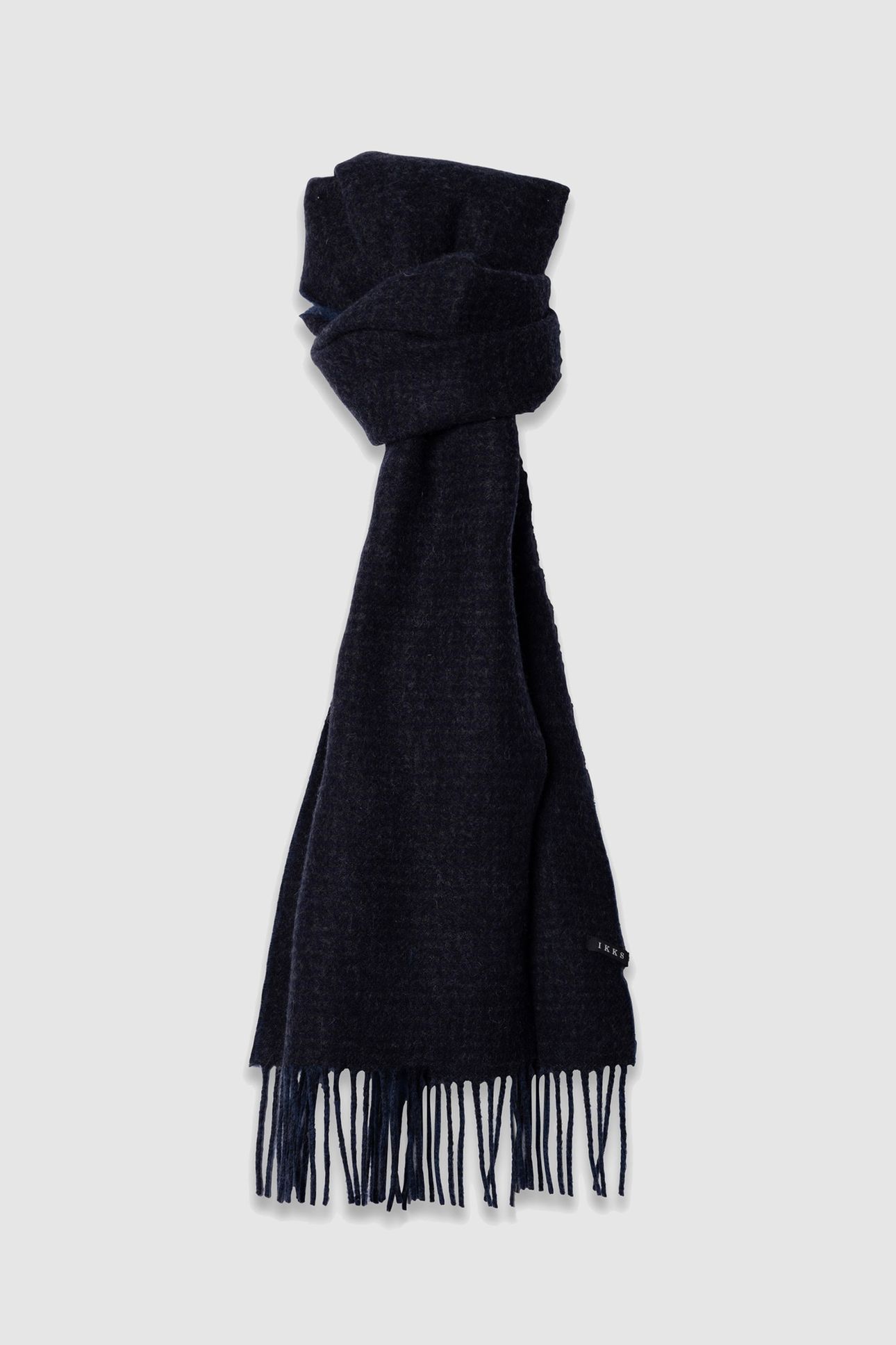 GREY CHECK AND PLAIN BLUE DOUBLE-SIDED SCARF 2