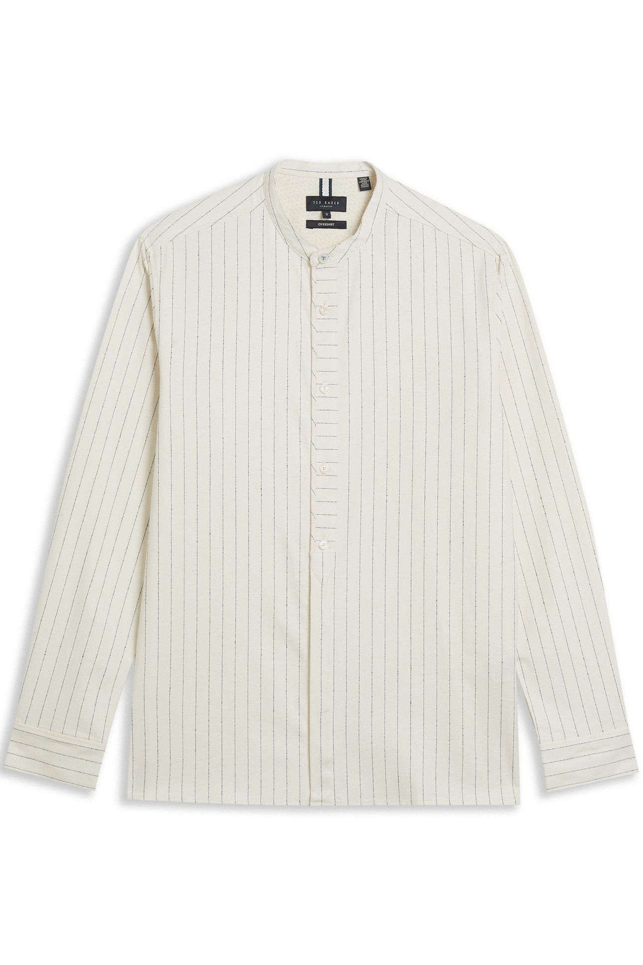 BASTIUN LS RELAXED GRANDAD COLLAR SHIRT ECRU 3