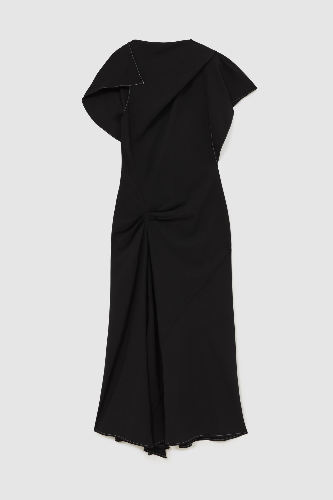 DRAPE DETAIL MIDI DRESS BLACK 3