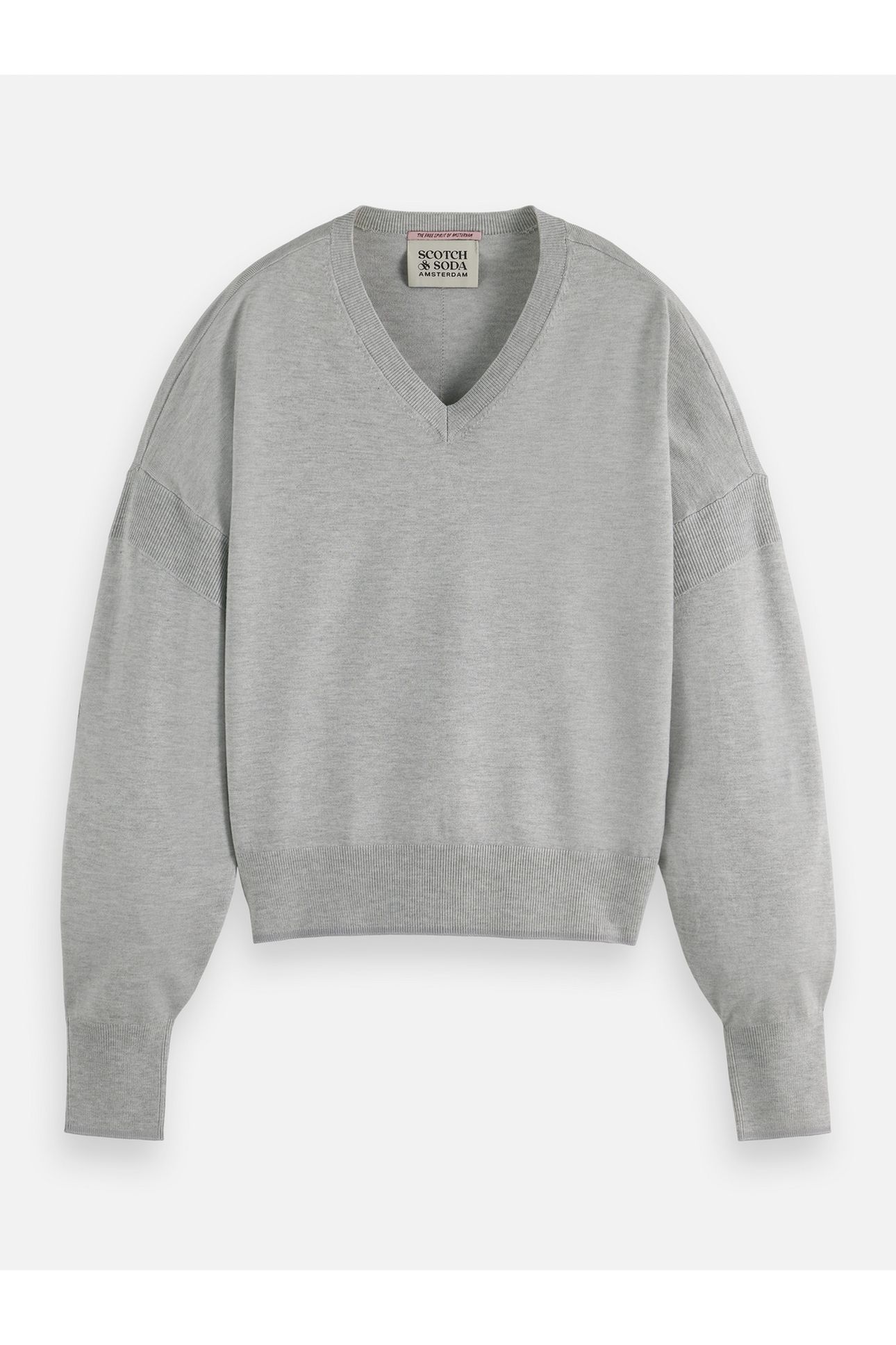 CORE V-NECK RELAXED PULLOVER LIGHT PASTEL GREY 4