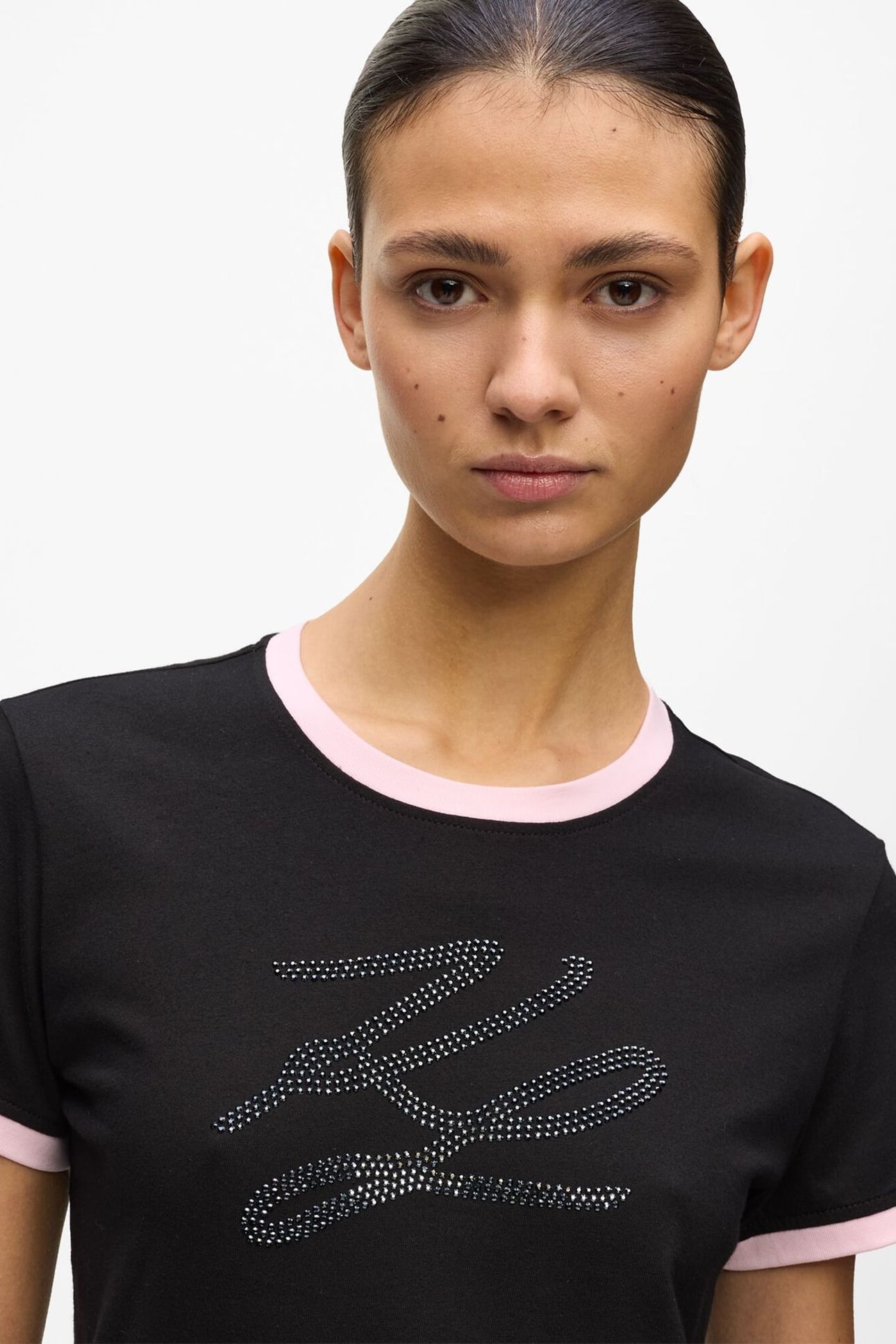 KL RHINESTONE SLIM T-SHIRT BLACK 6