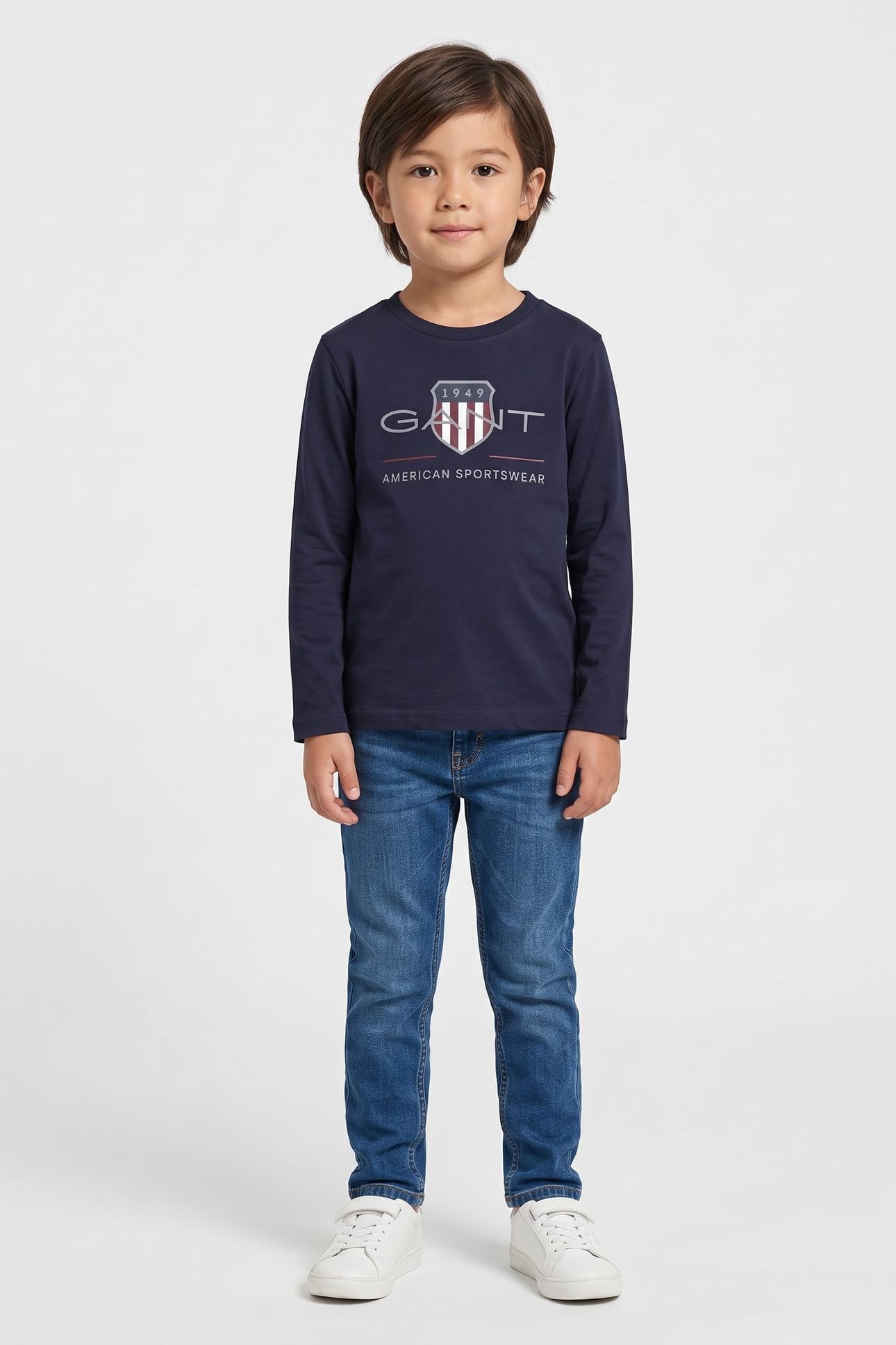 KIDS UNISEX ARCHIVE SHIELD LS T-SHIRT EVENING BLUE 1