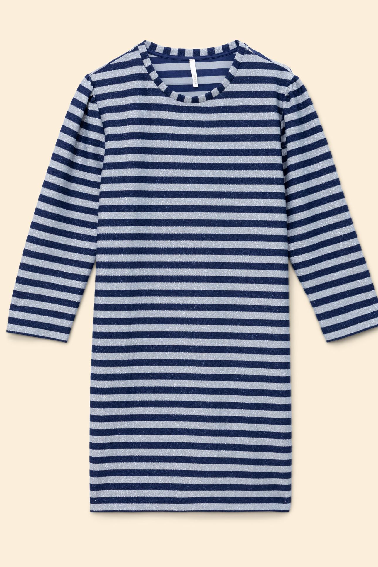 NAVY DRESS WITH GREY LUREX STRIPES 4