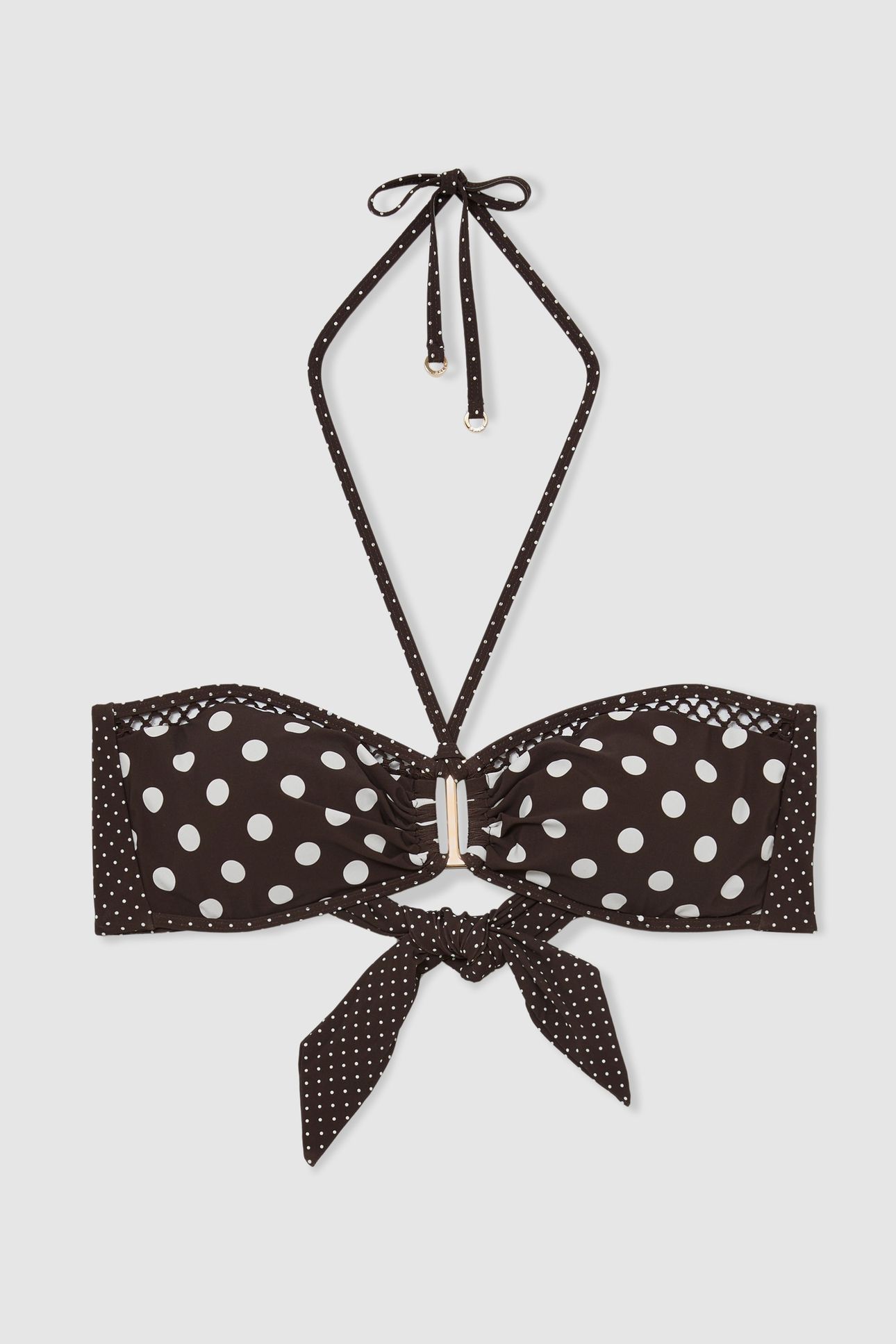 POLKA DOT PRINT BIKINI TOP CHOCOLATE BROWN/IVORY 4