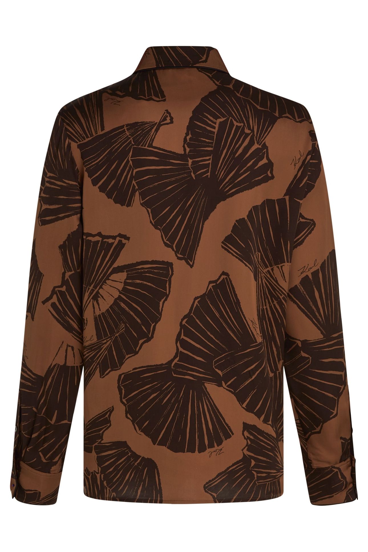 PRINTED FLUID BLOUSE GRAPHIC FAN FRIAR BROWN 5