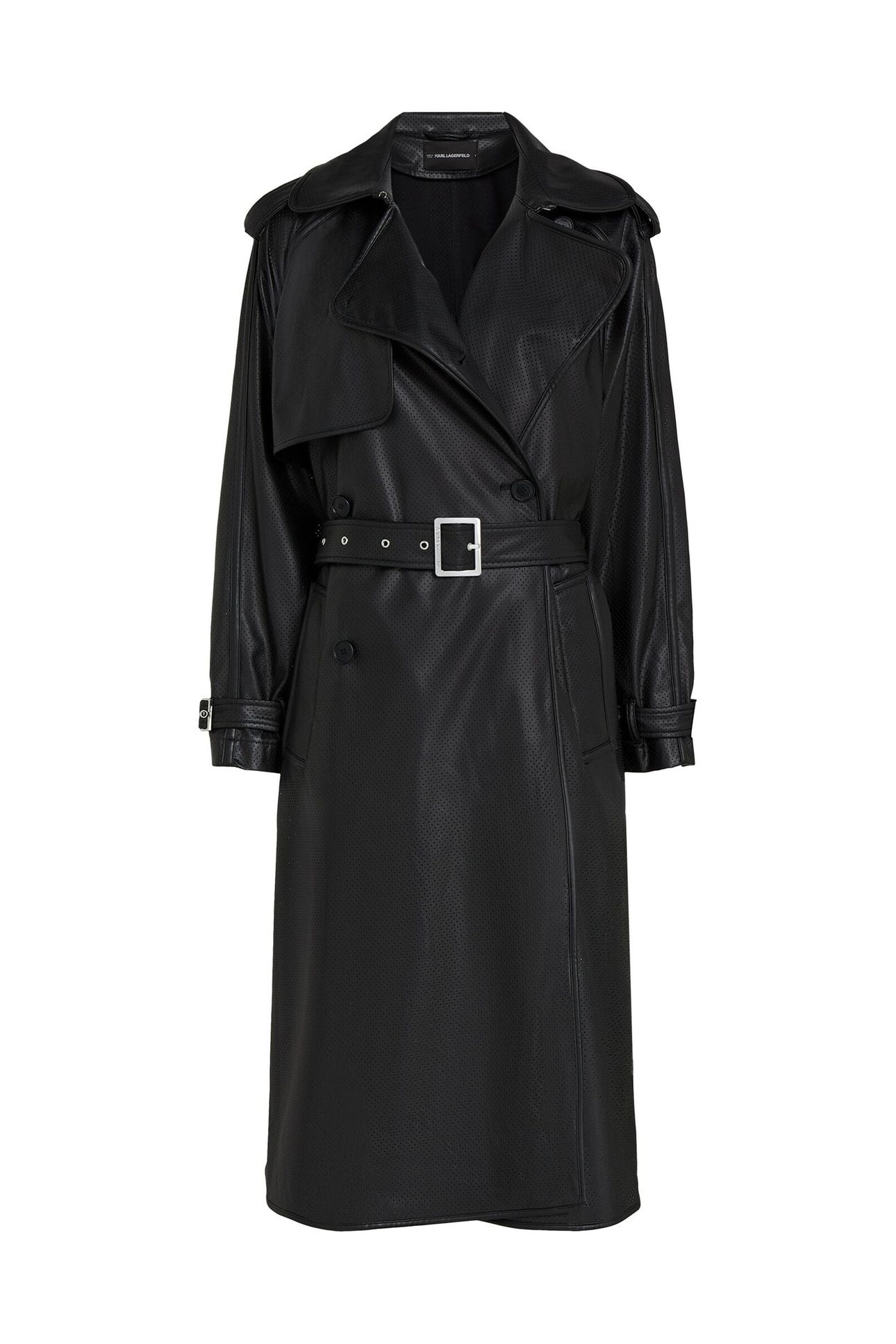 PERFORATED FAUX LEATHER TRENCH BLACK 4