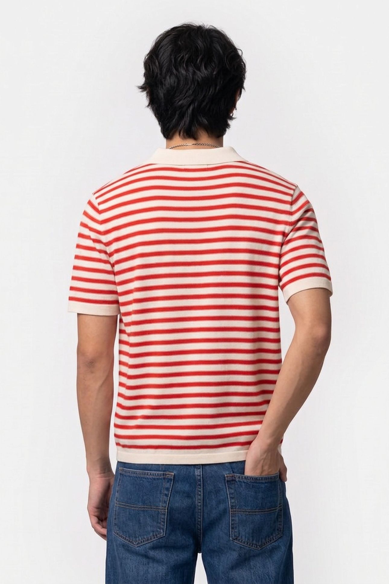 UNISEX POLO ECRU/RED 5