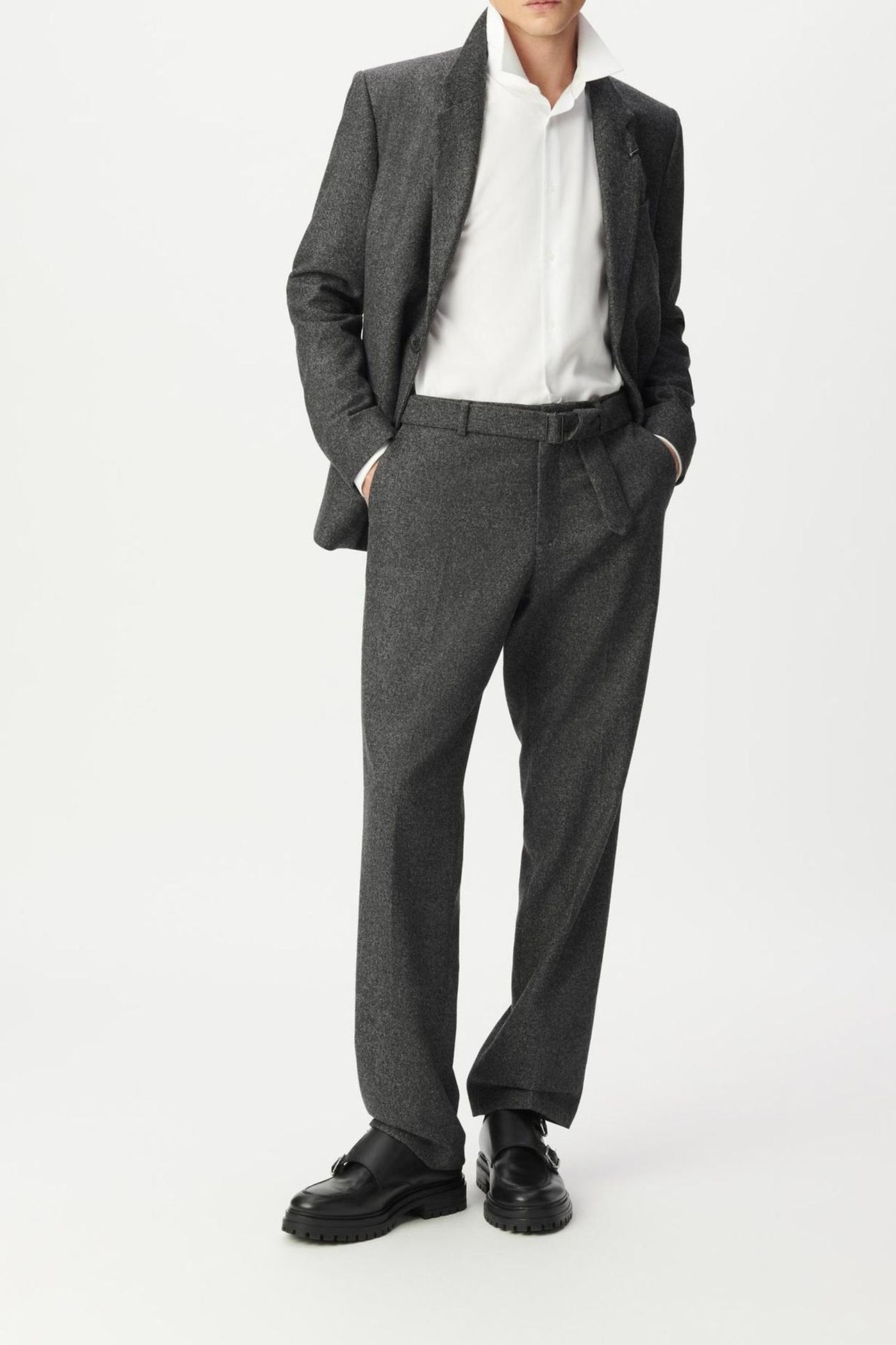 DARK HEATHER GREY TWEED-LOOK SUIT JACKET 3